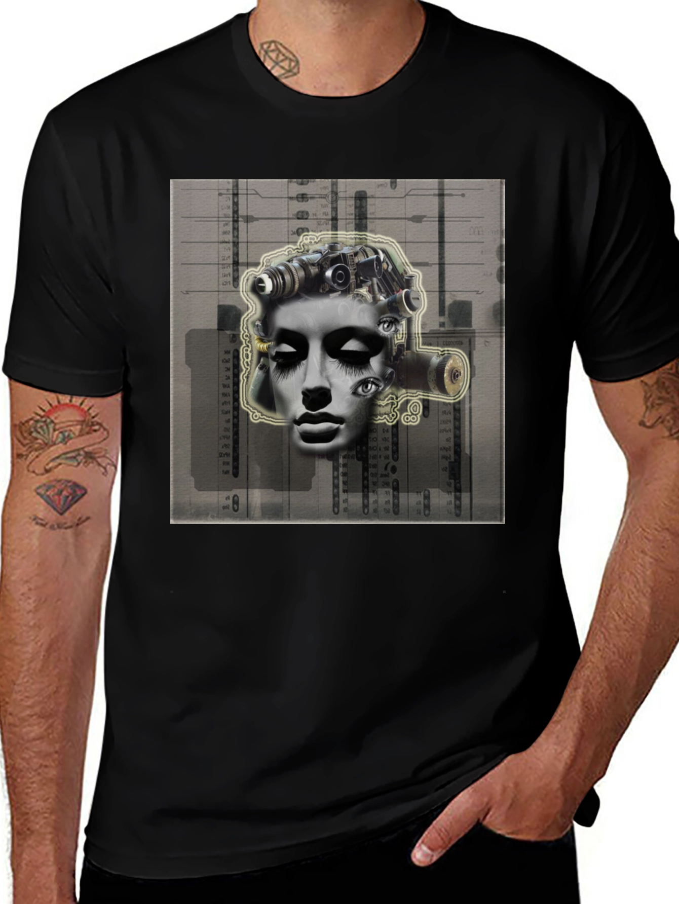 Variant 29 of Surreal Face Graphic Tee - Unique Art Print