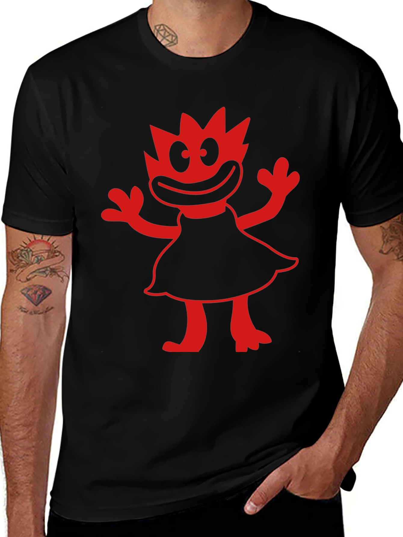 Variant 15 of Funny Cartoon Character Graphic Tee - Black