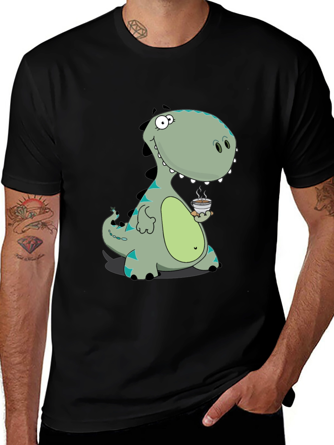 Variant 4 of Dino Coffee Graphic Tee - Black