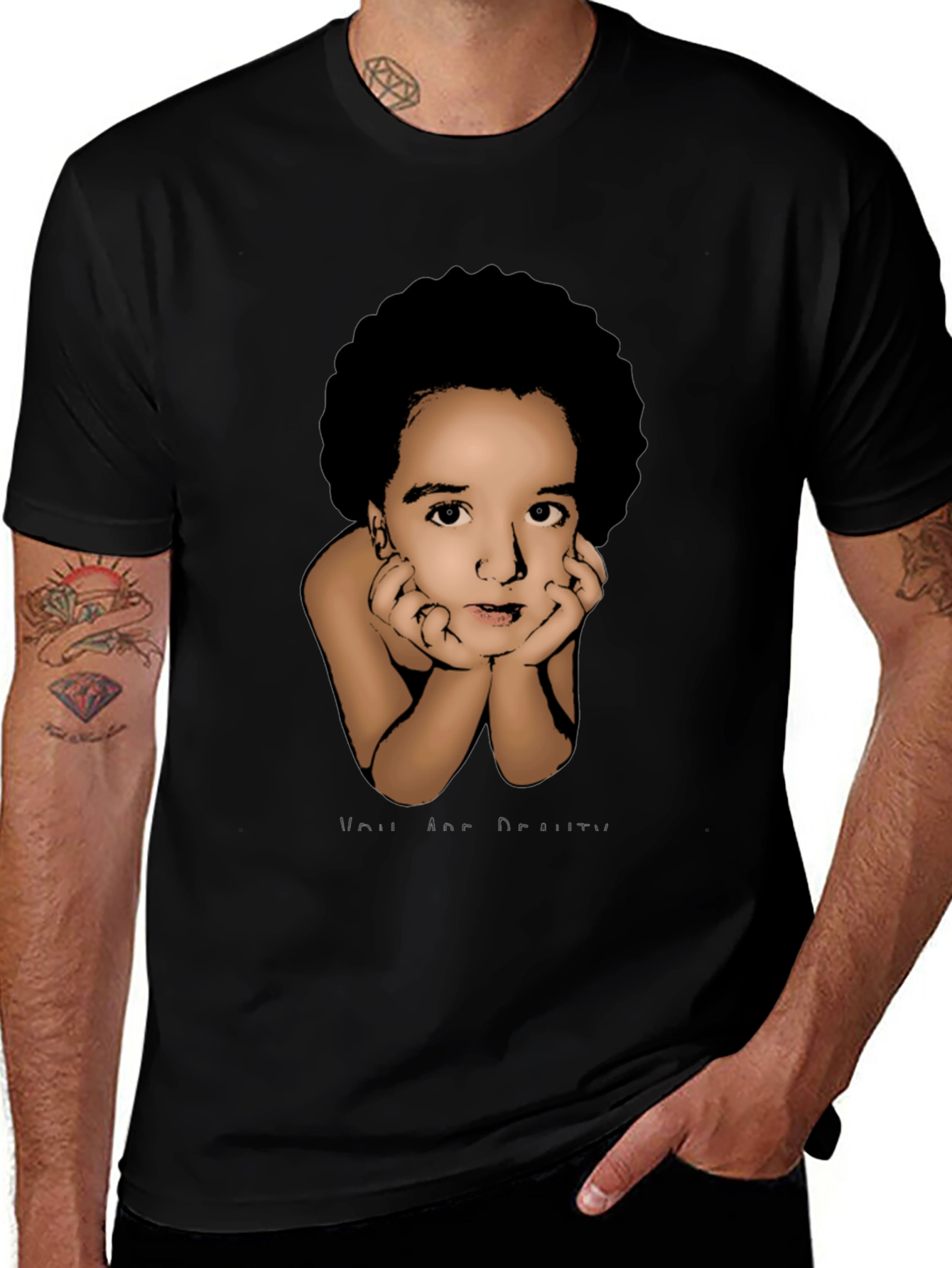 Variant 10 of Portrait Graphic Black T-Shirt