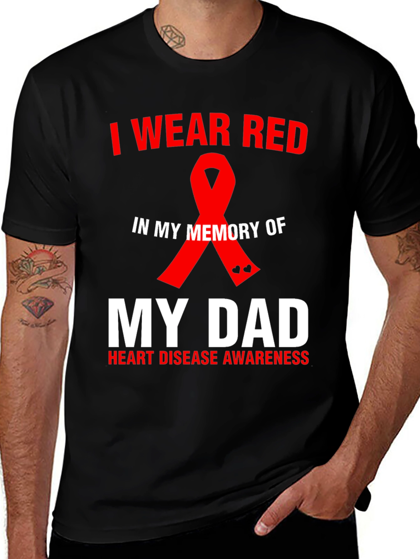 Variant 20 of I Wear Red in Memory of My Dad Heart Disease Awareness T-Shirt