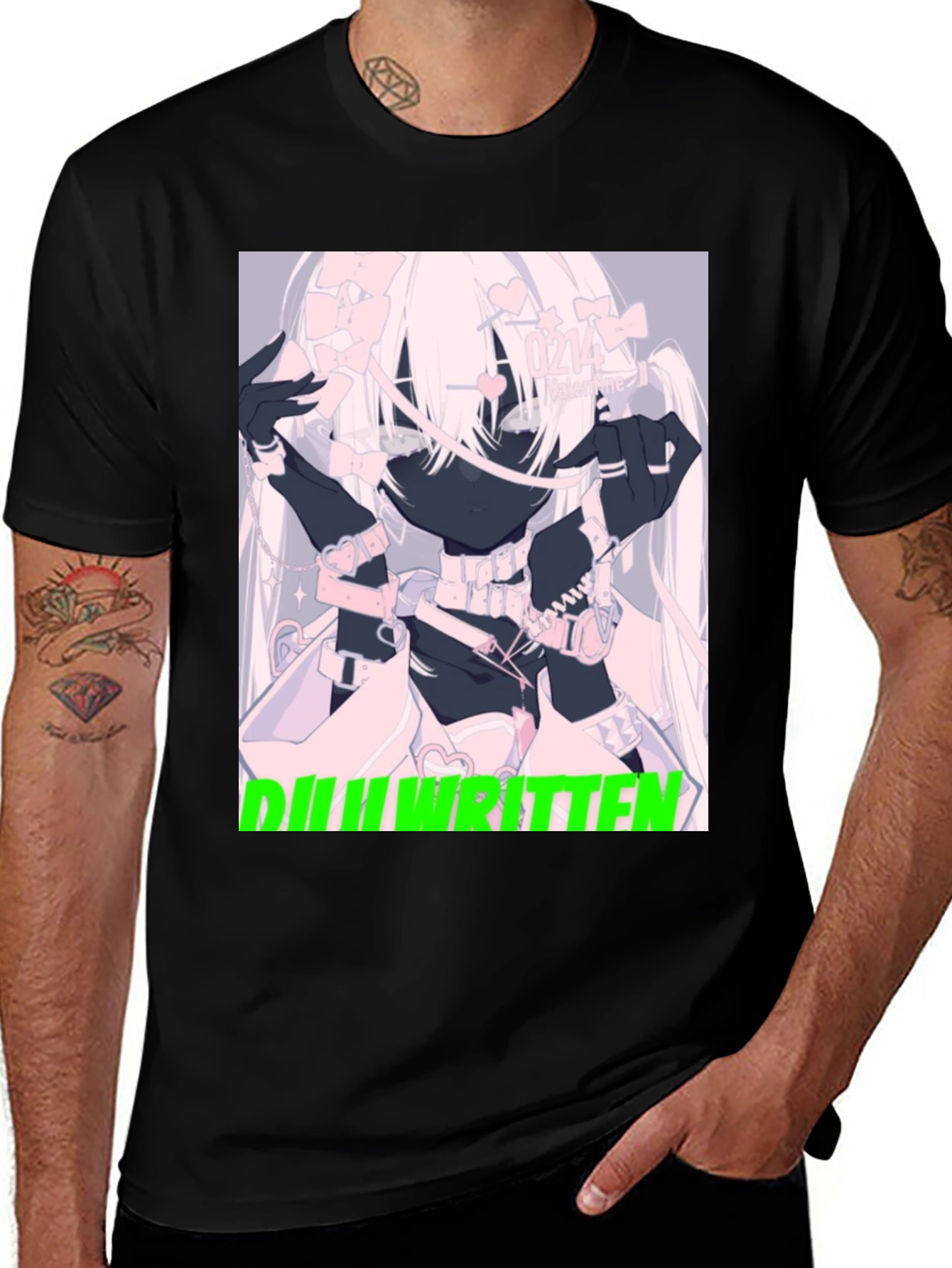 Variant 9 of Anime Graphic Tee - 'Ill Written' Black T-Shirt