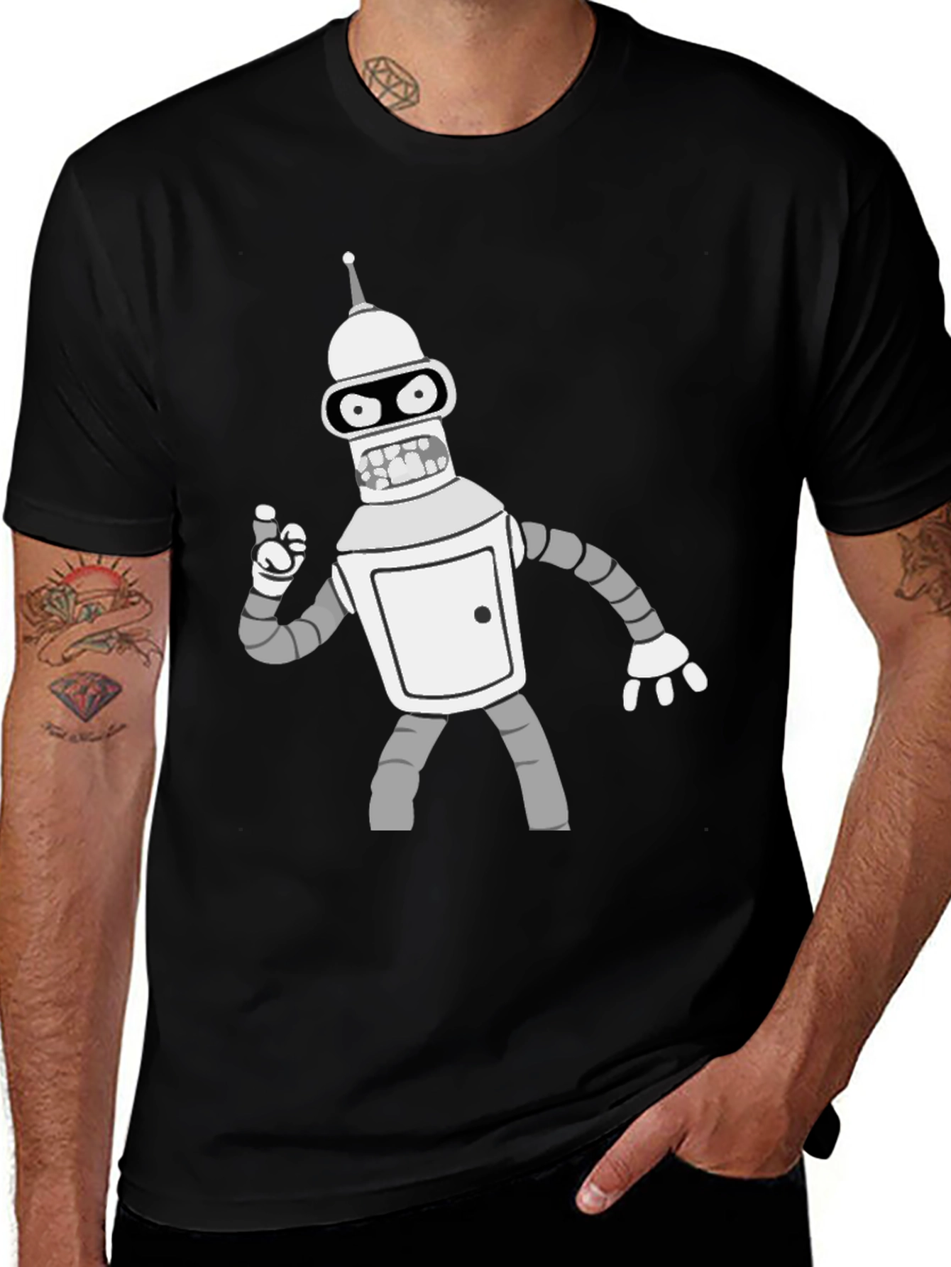 Variant 14 of Bender Robot Graphic T-Shirt - Futurama Style!
