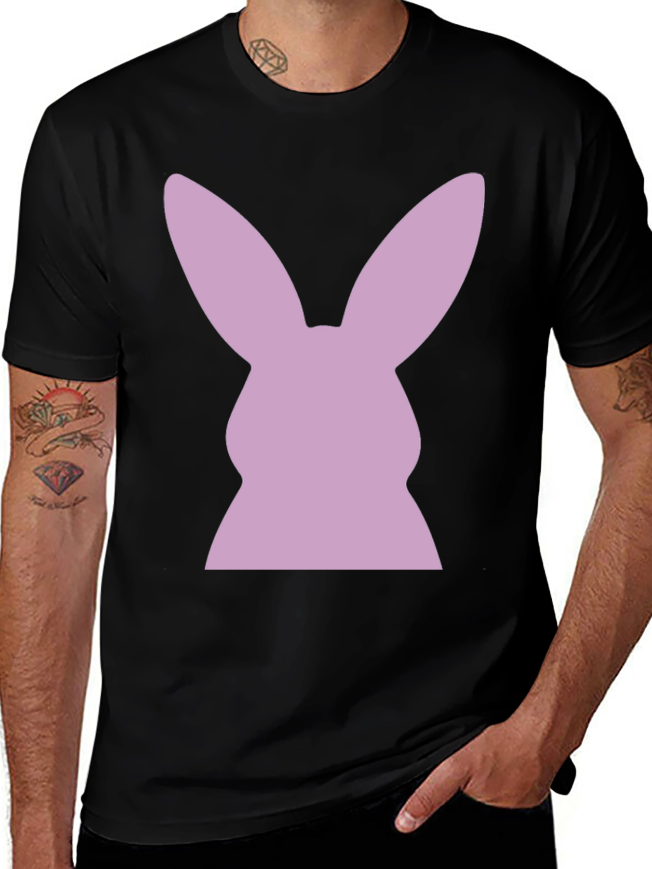 Variant 28 of Bunny Silhouette T-Shirt - Black Tee