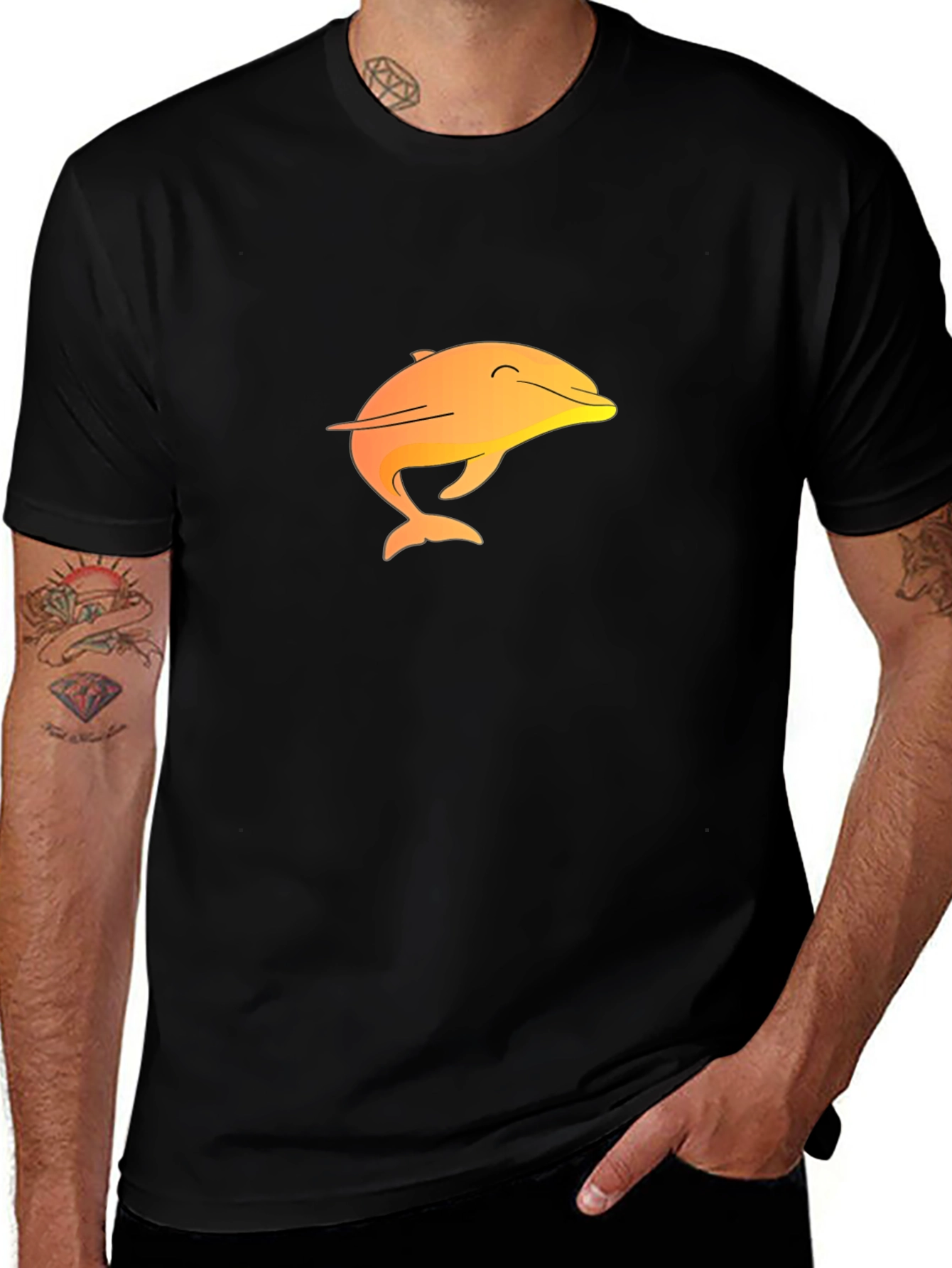 Variant 27 of Dolphin Graphic Tee - Stylish Men's Black T-Shirt