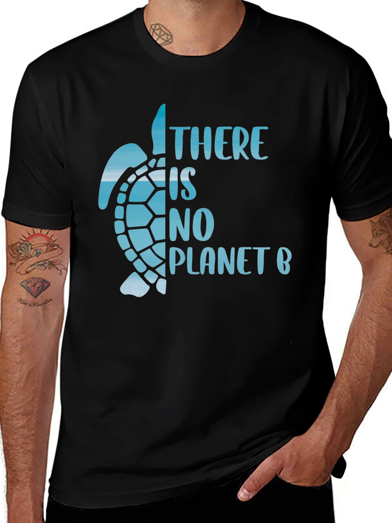 Variant 15 of Eco-Friendly Turtle Graphic Tee: There is No Planet B