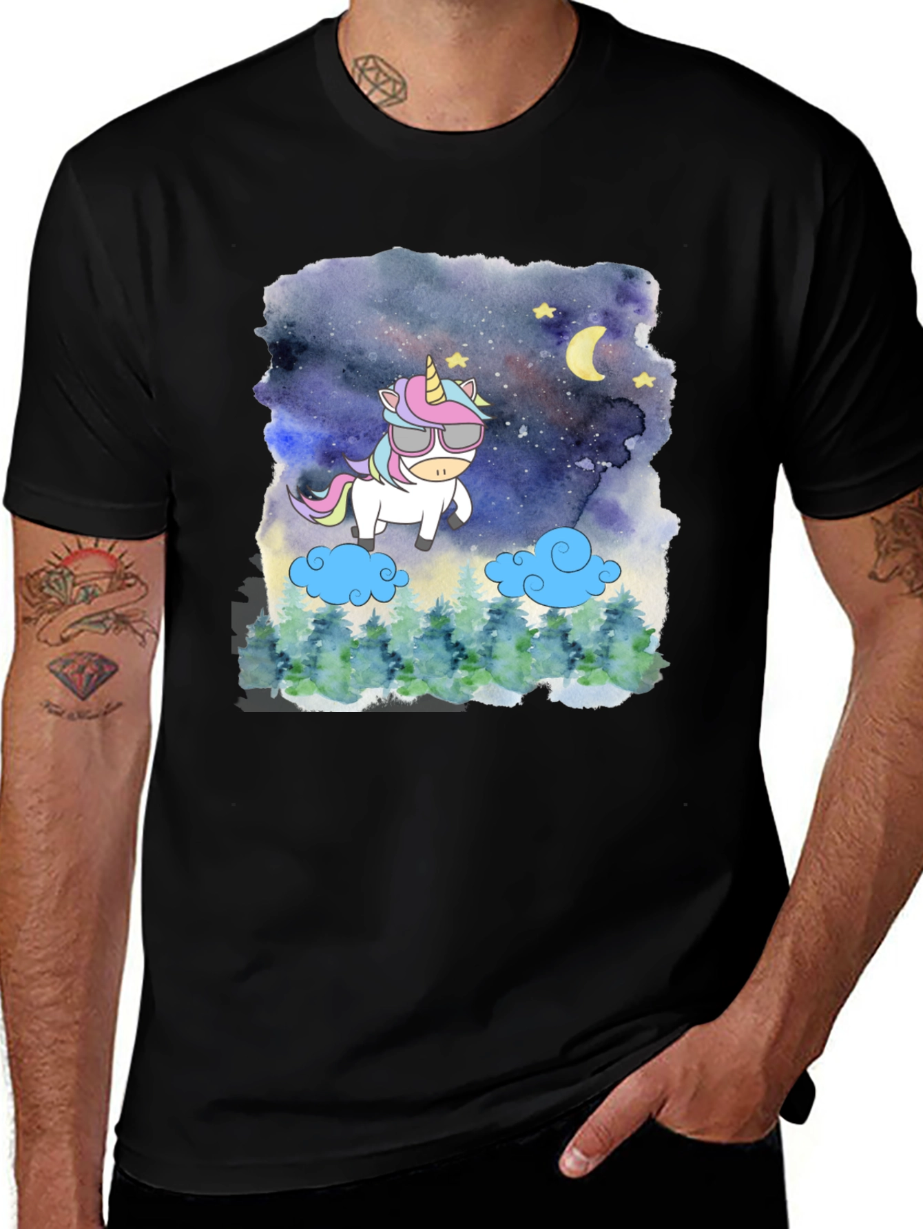 Variant 19 of Unicorn Night Sky Graphic Tee