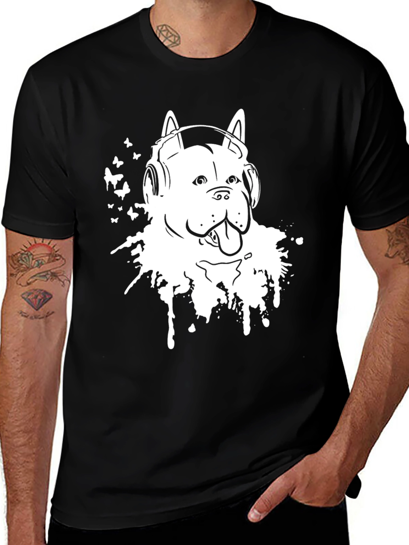 Variant 17 of Dog DJ Graphic Tee - Black T-Shirt