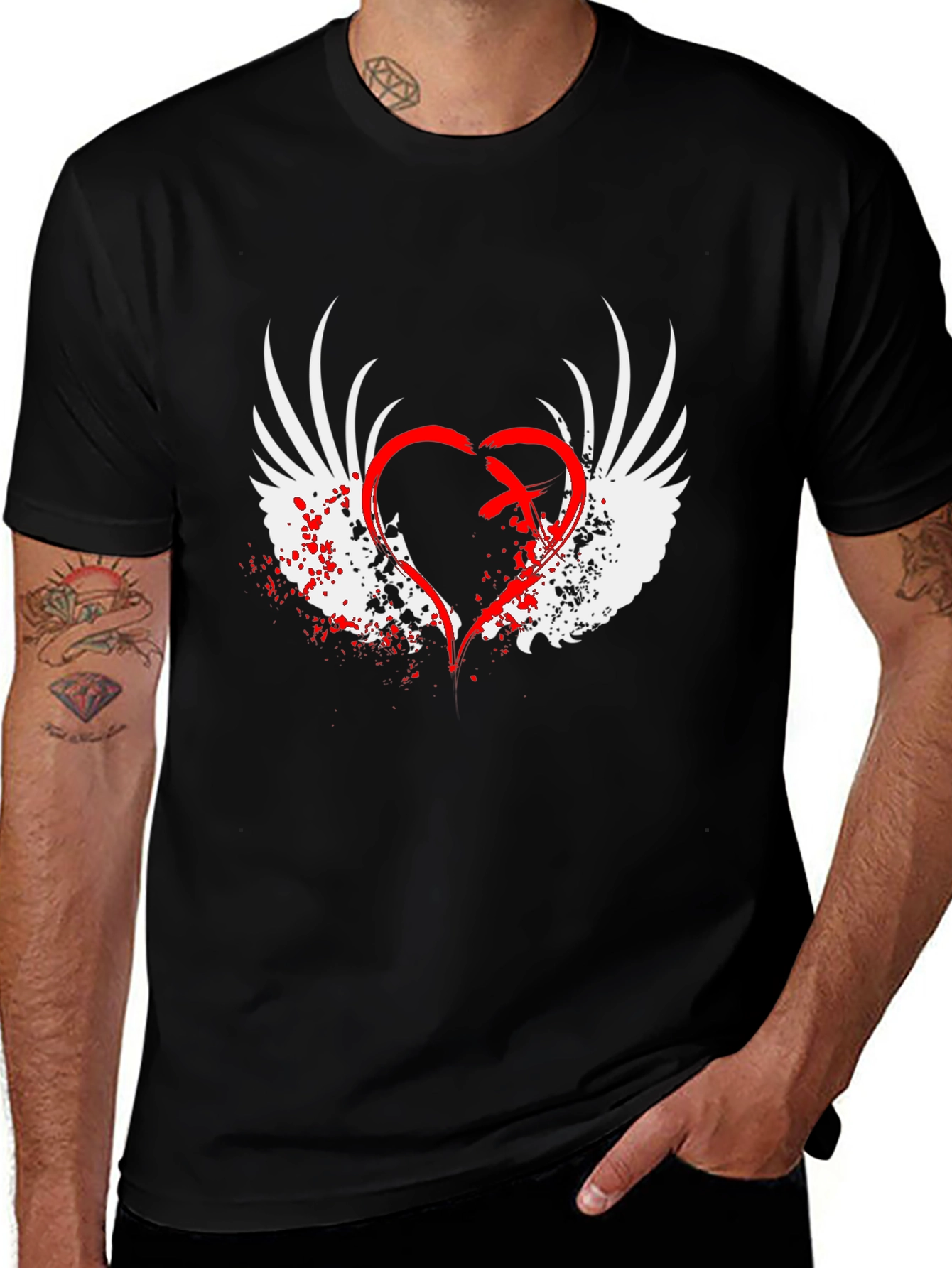 Variant 20 of Winged Heart Graphic Black T-Shirt