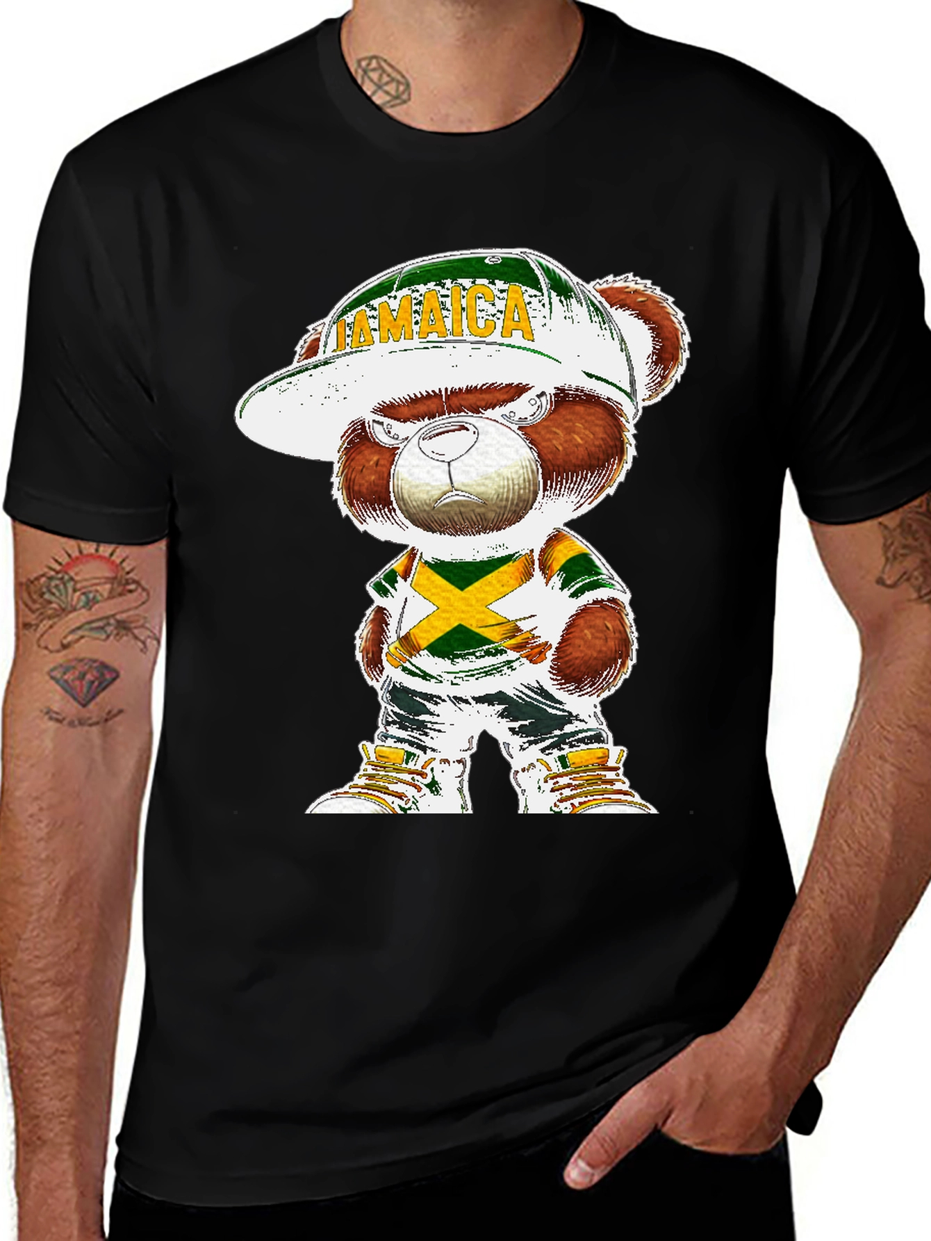 Variant 4 of Jamaica Bear T-Shirt - Cool Cartoon Graphic Tee