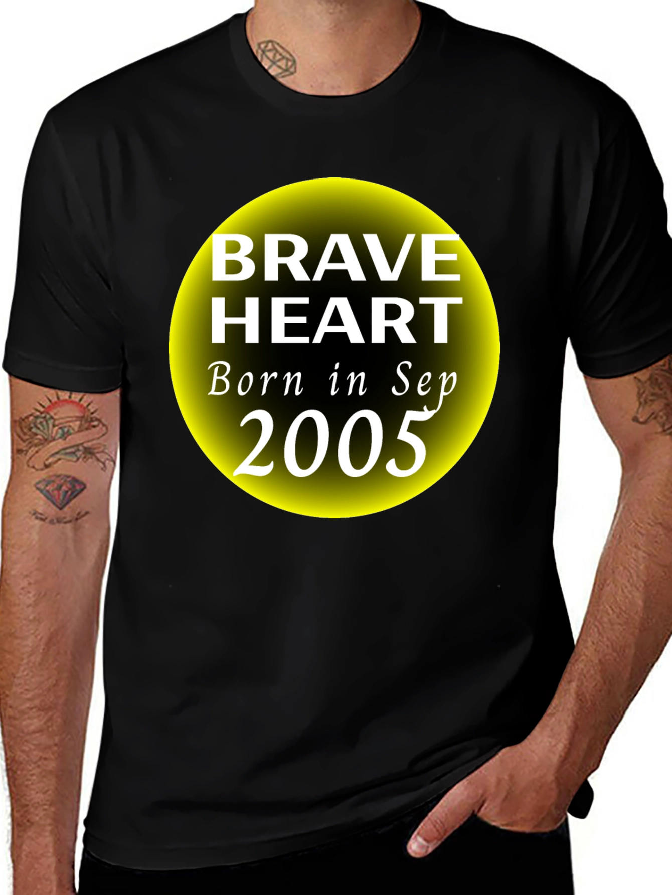 Variant 23 of Brave Heart Born in Sep 2005 Black T-Shirt