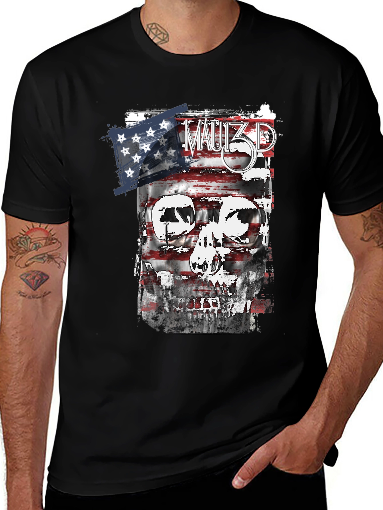 Variant 6 of American Flag Skull Graphic T-Shirt