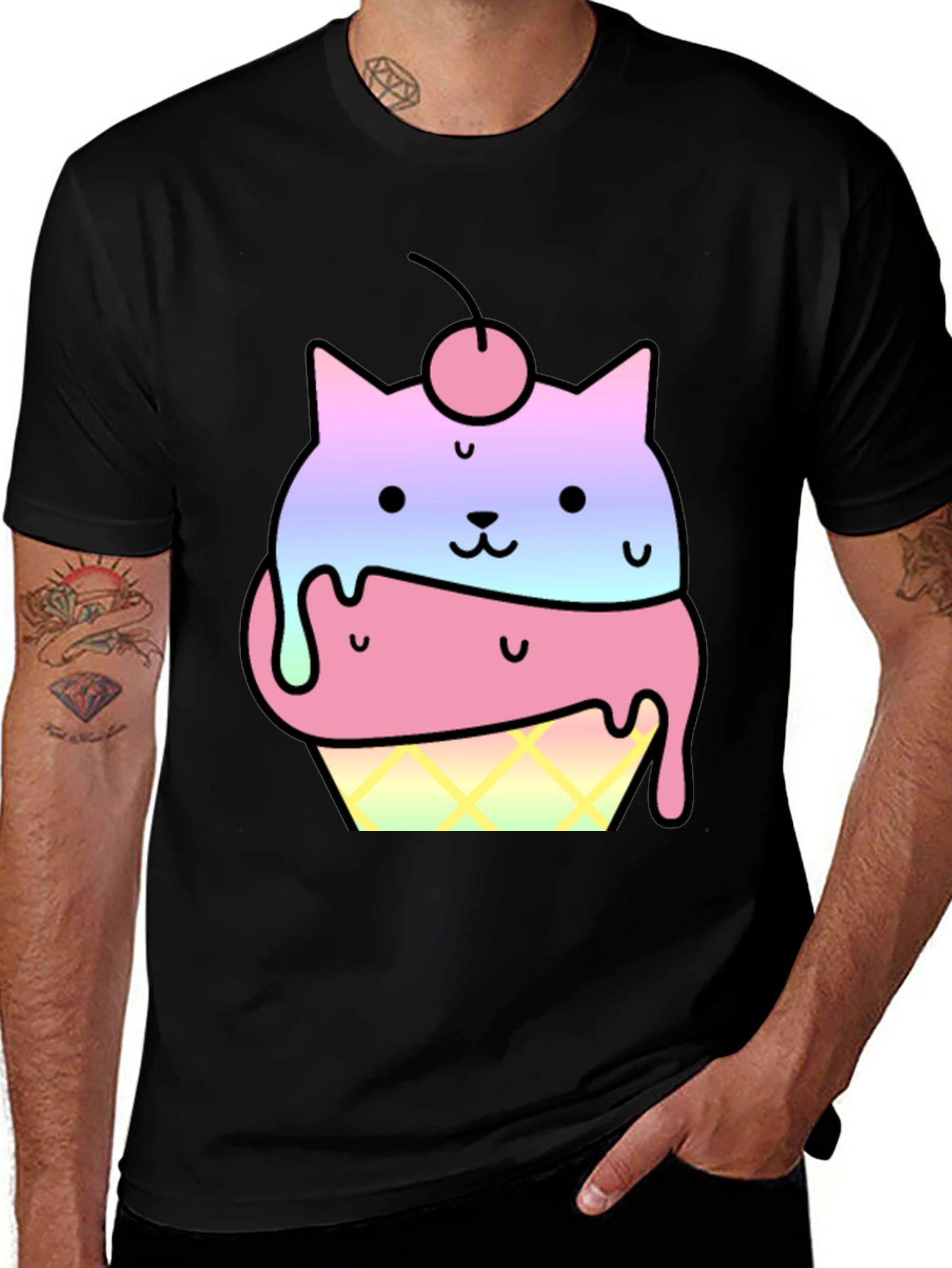 Variant 6 of Cute Cat Ice Cream Cone Graphic T-Shirt