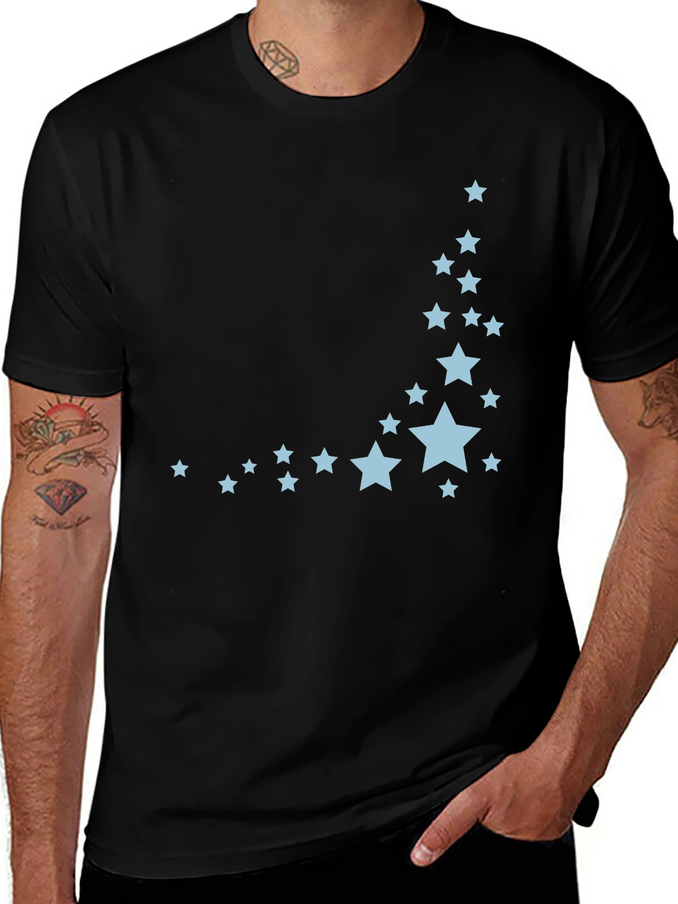 Variant 8 of Starry Night Tee: Black T-Shirt with Star Design