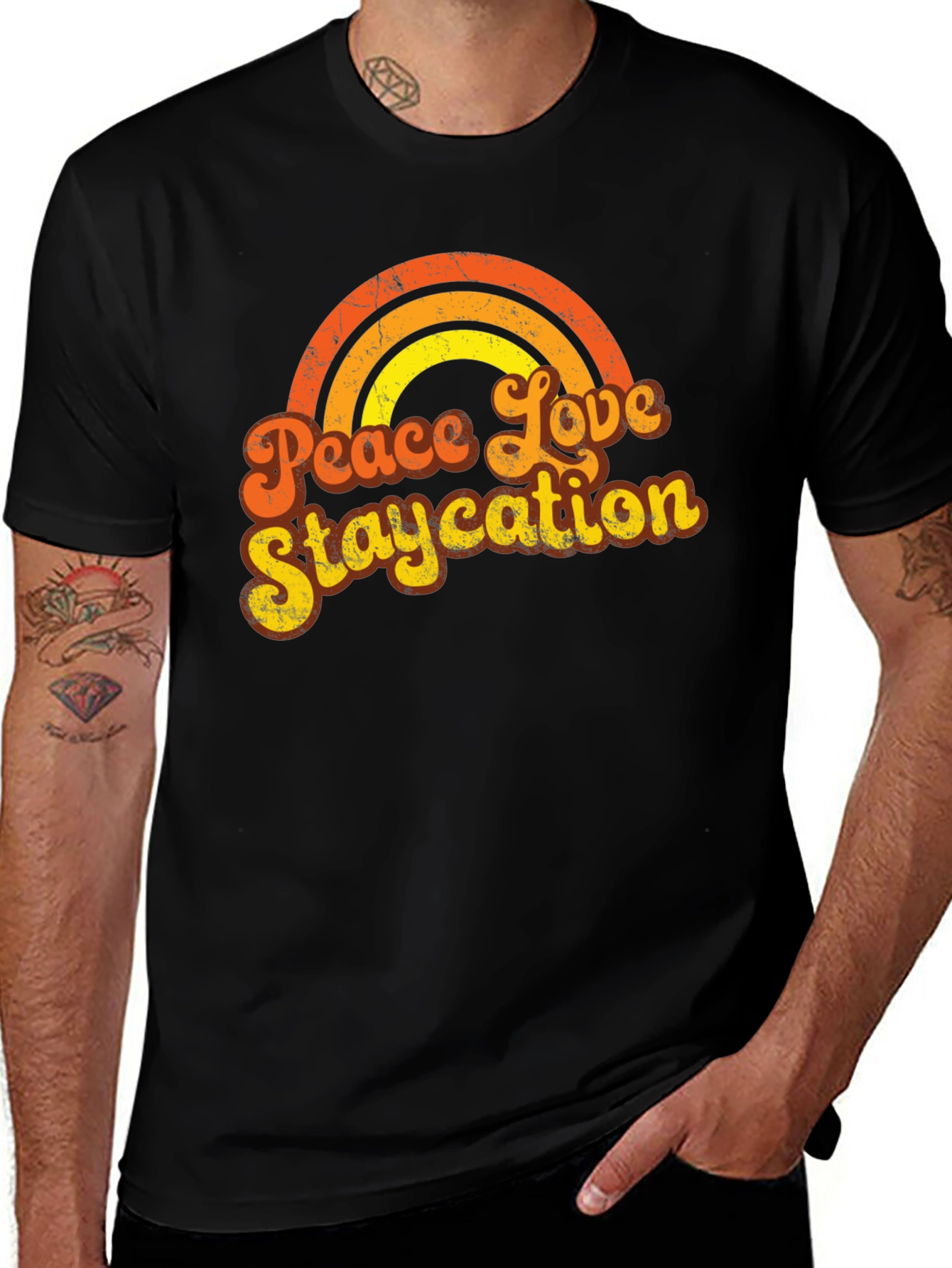 Variant 22 of Peace Love Staycation Retro T-Shirt
