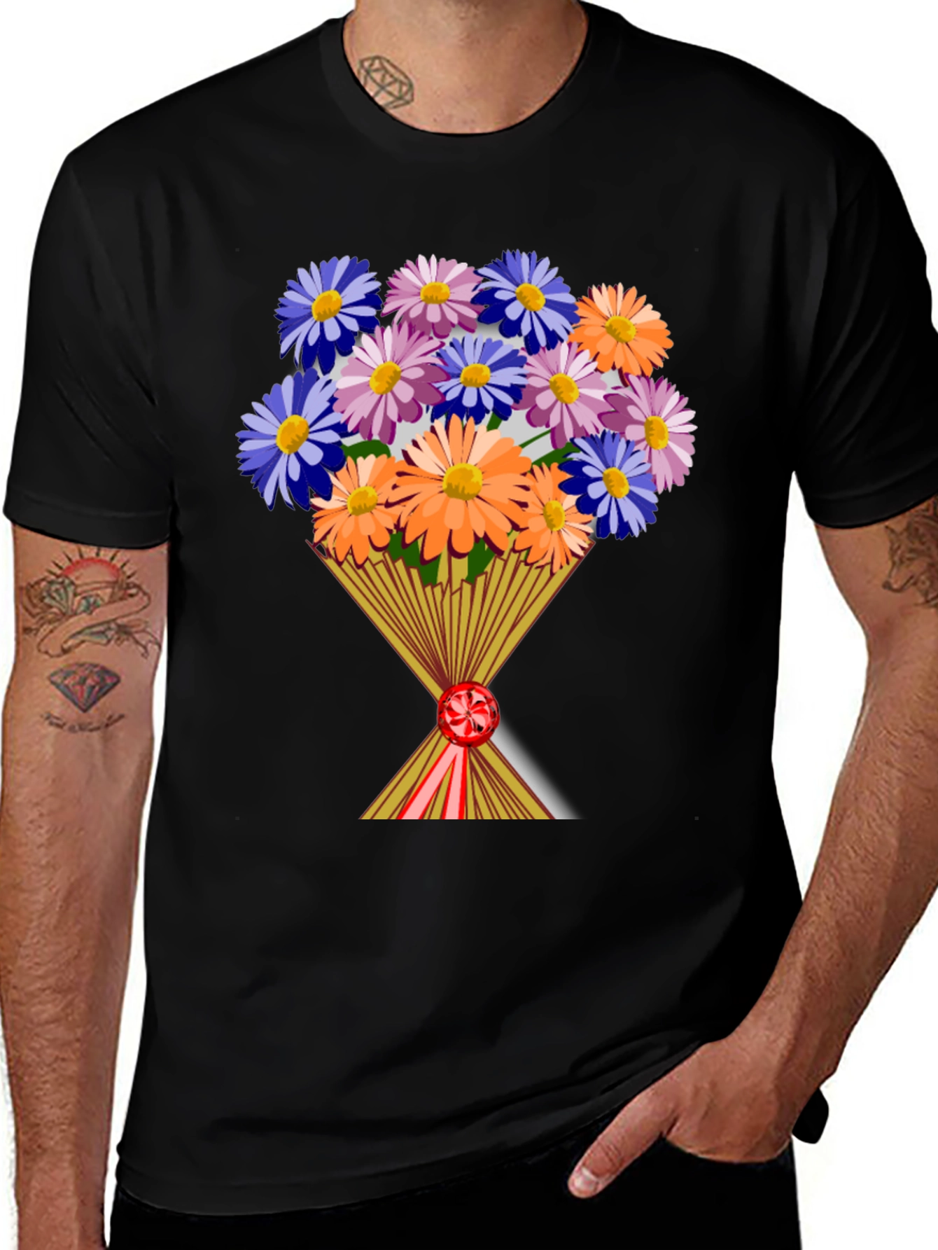 Variant 11 of Floral Bouquet Graphic Tee - Vibrant Colors