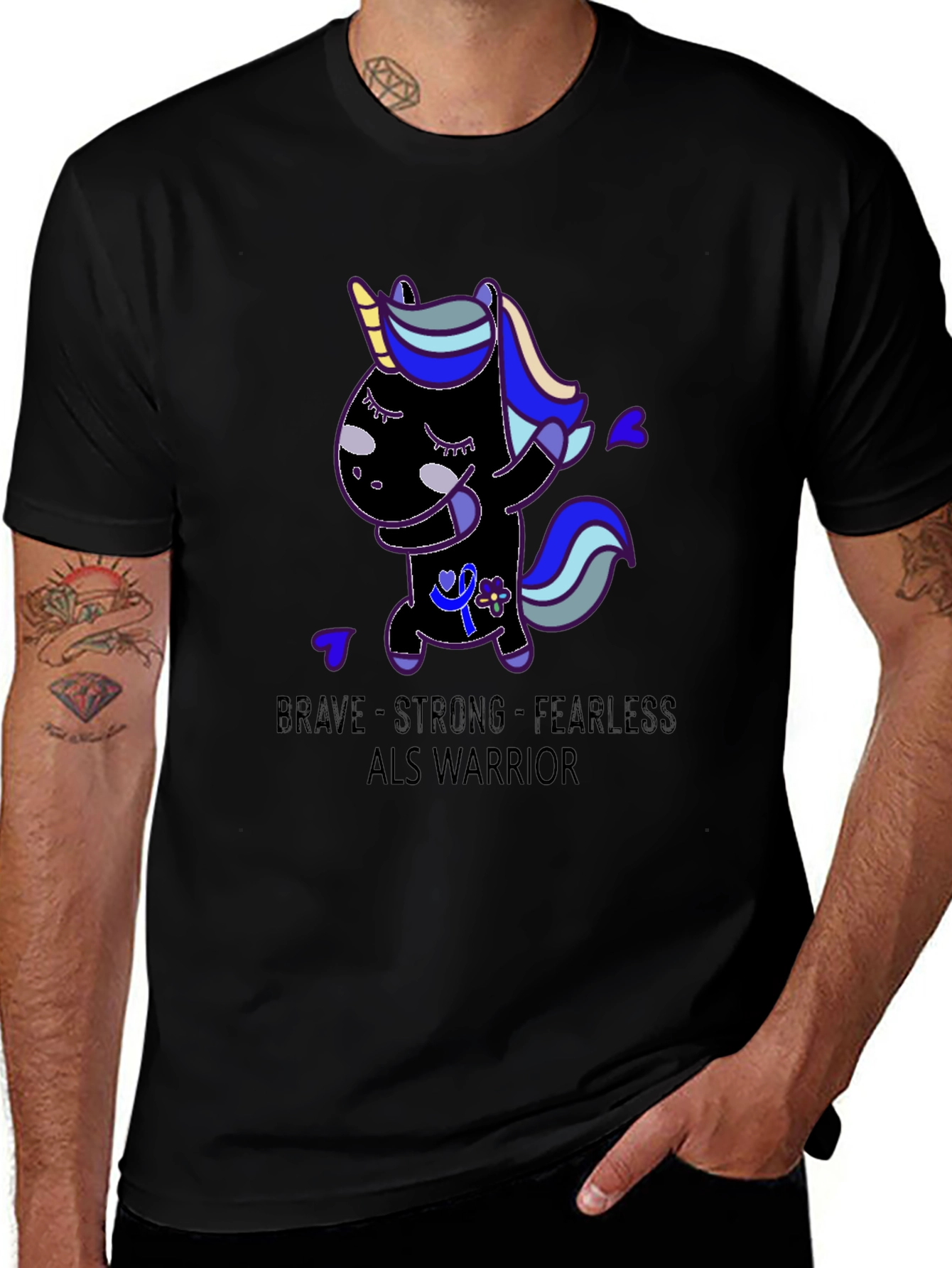 ALS Warrior Unicorn T-Shirt: Brave, Strong, Fearless Tee