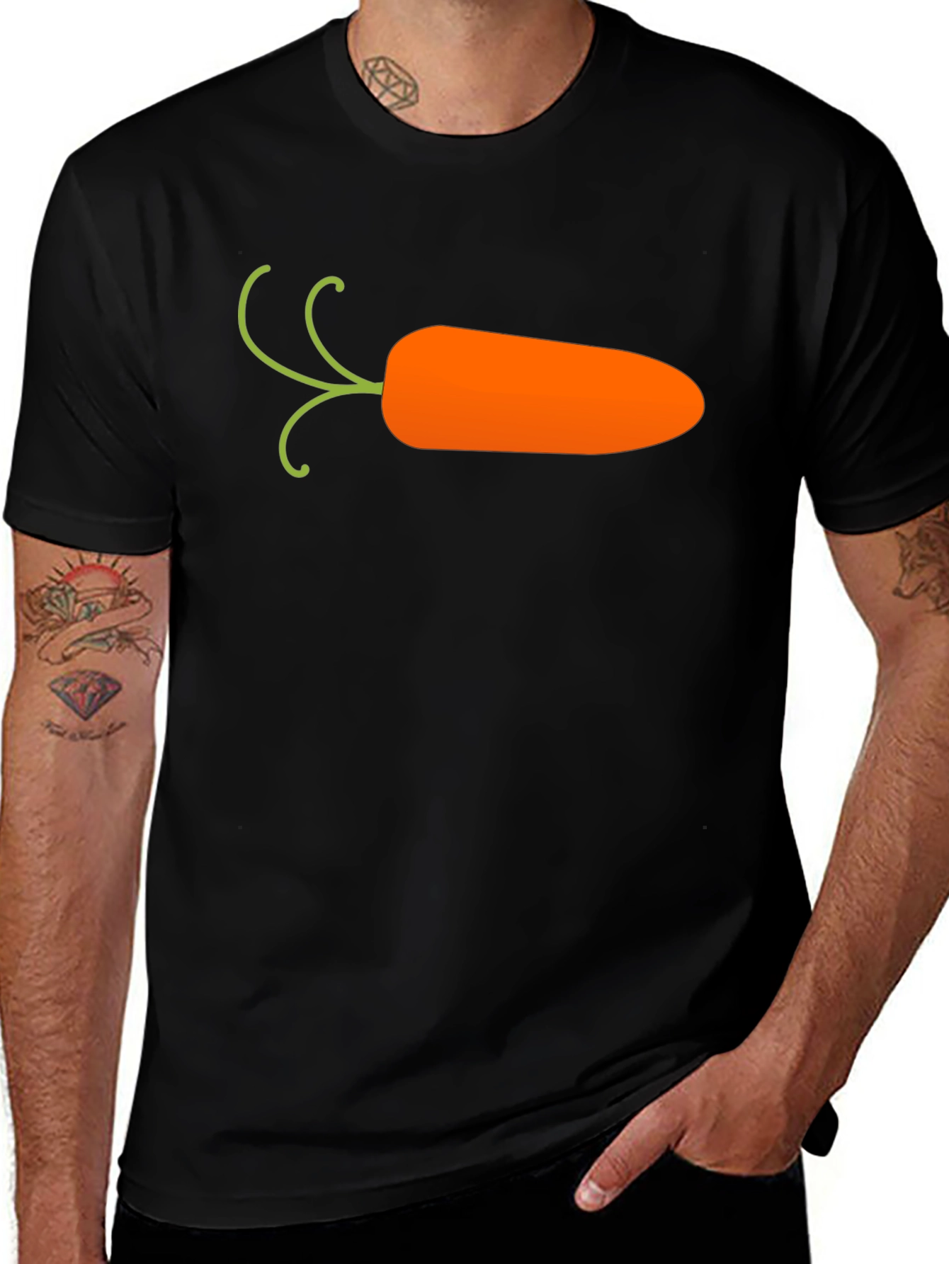 Black Carrot Graphic T-Shirt - Black, Casual Cotton Tee main image