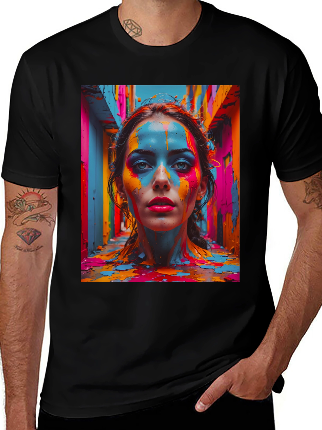 Variant 26 of Colorful Paint Woman Graphic Tee
