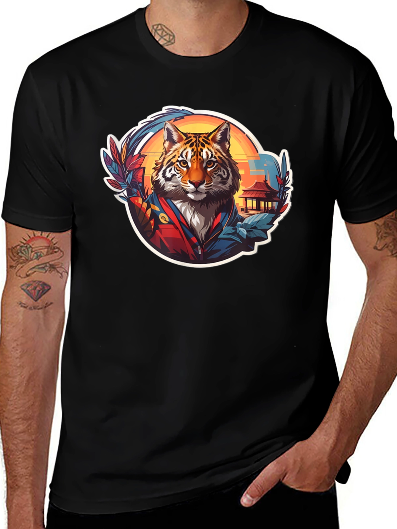 Variant 24 of Tiger Graphic Print Black T-Shirt