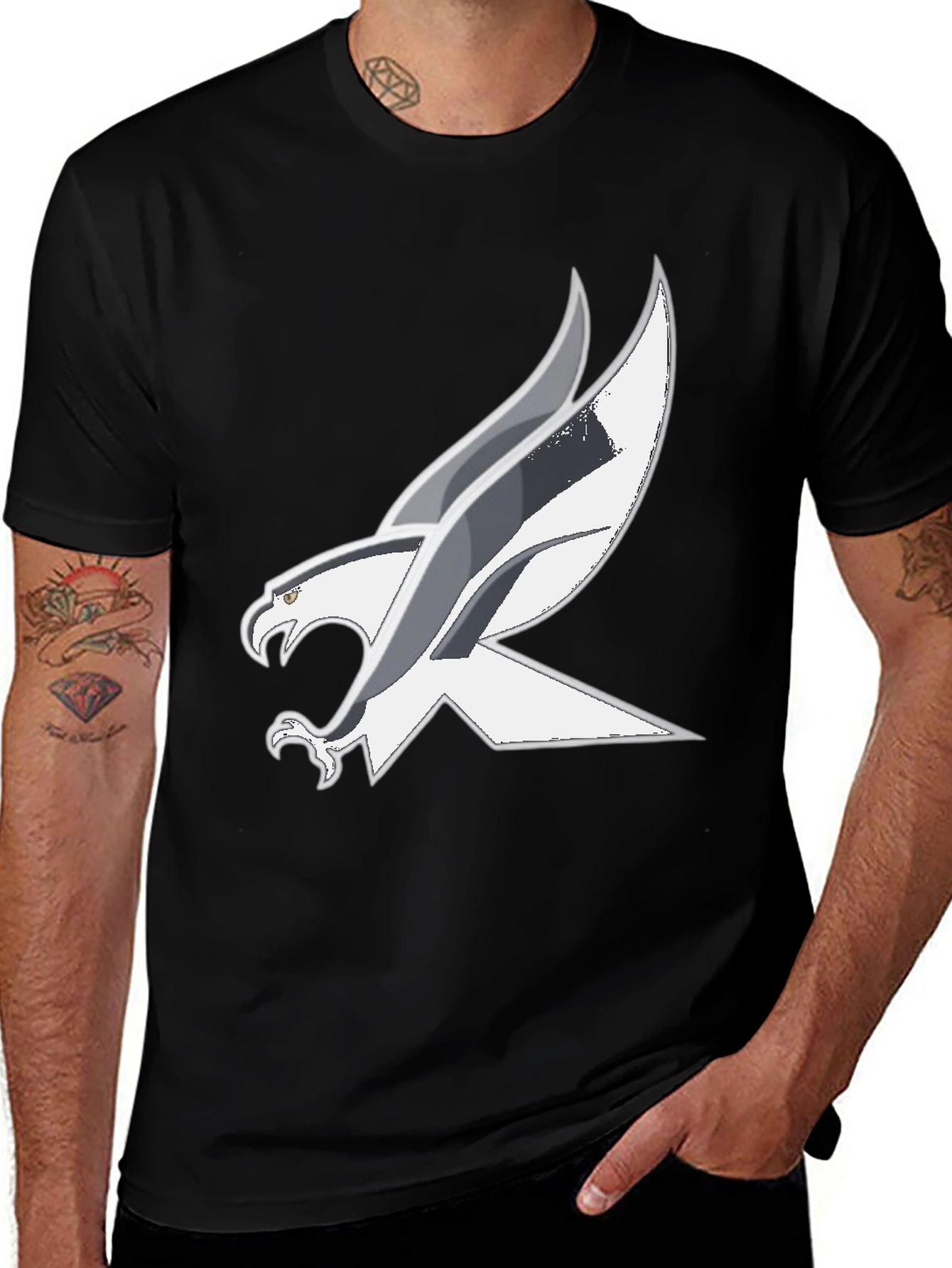 Variant 11 of Black T-Shirt with Bold Eagle Graphic