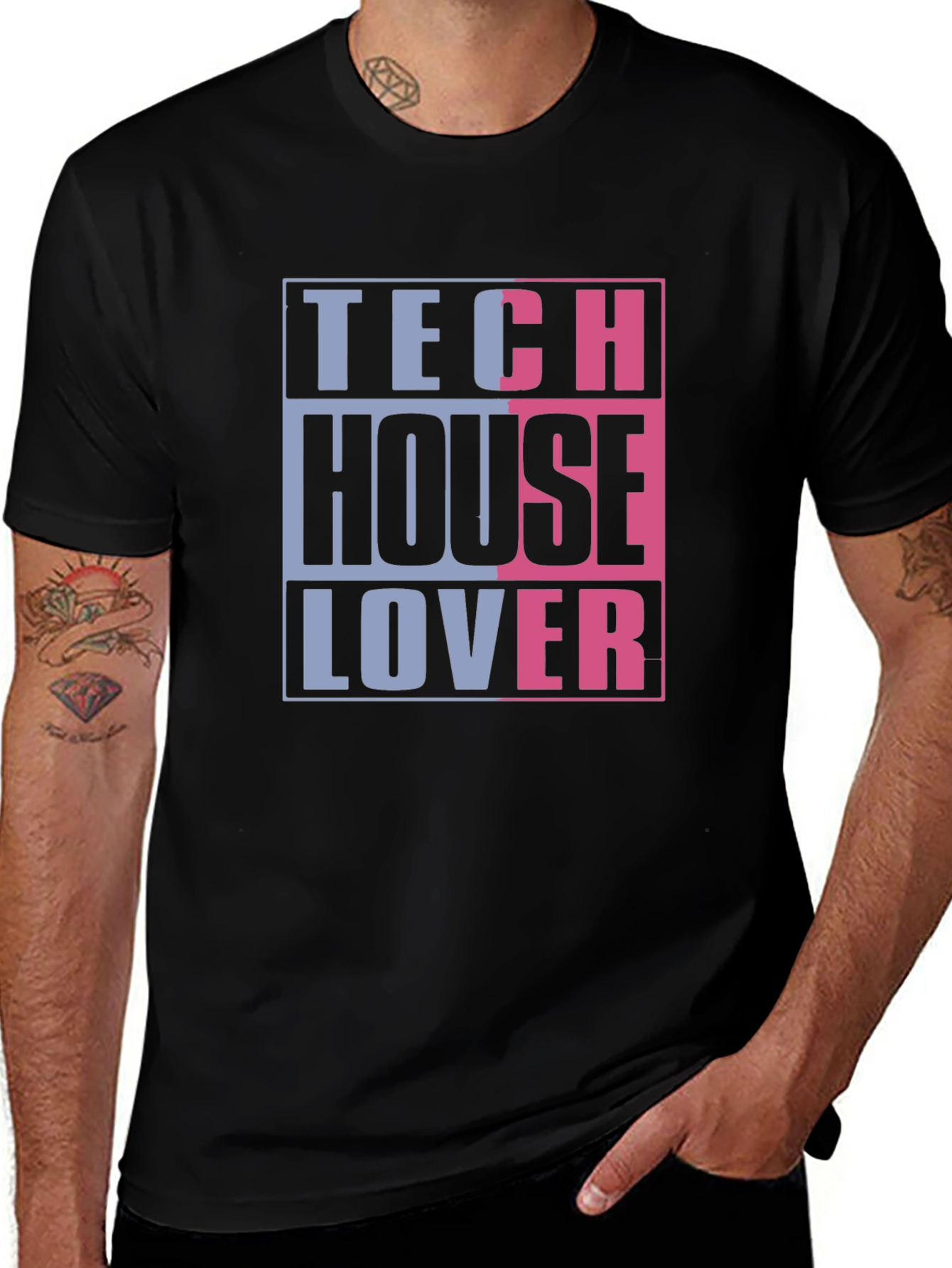 Variant 17 of Tech House Lover Graphic T-Shirt - Black