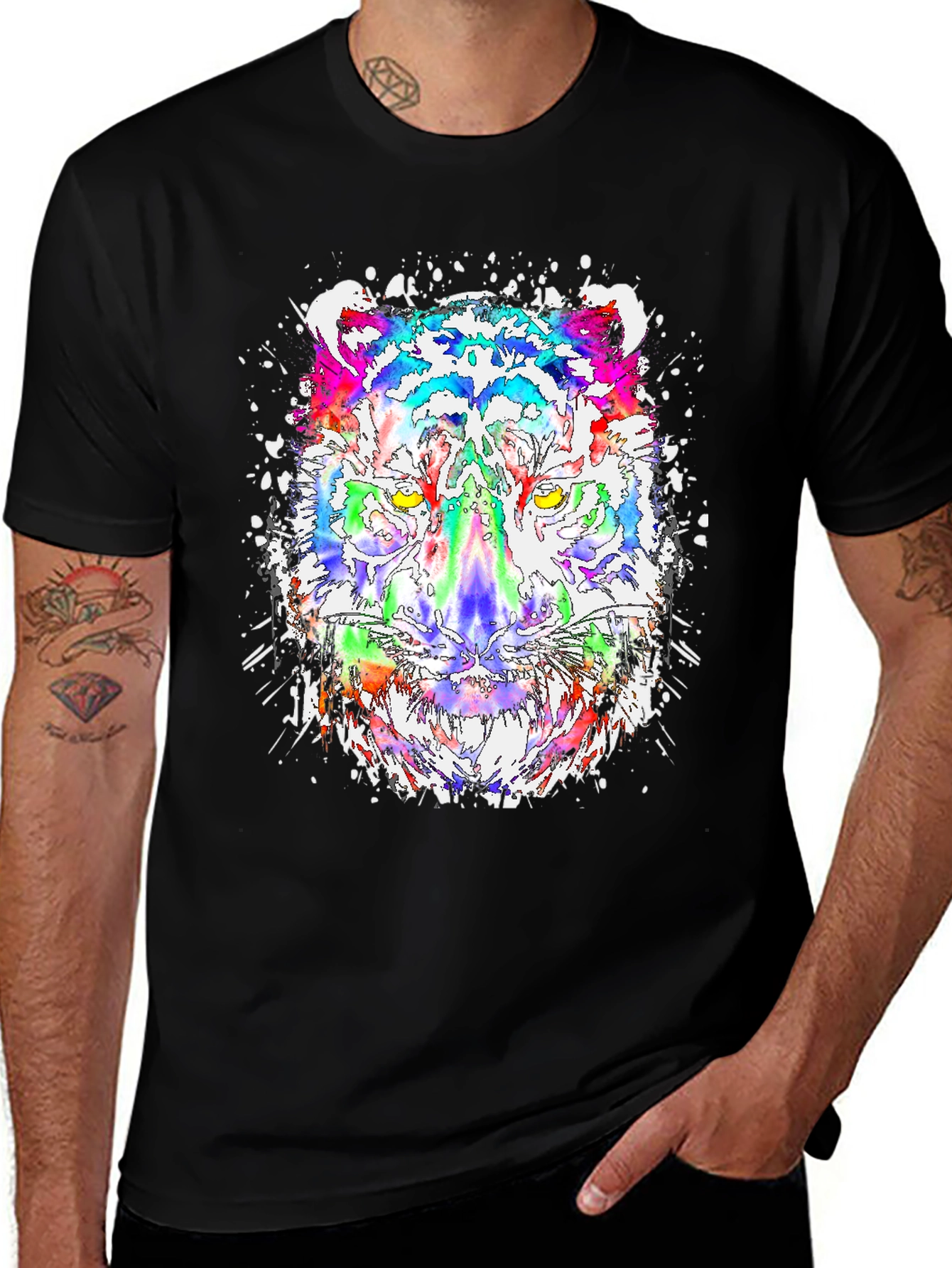 Variant 12 of Vibrant Tiger Graphic Tee - Cool Colorful Design