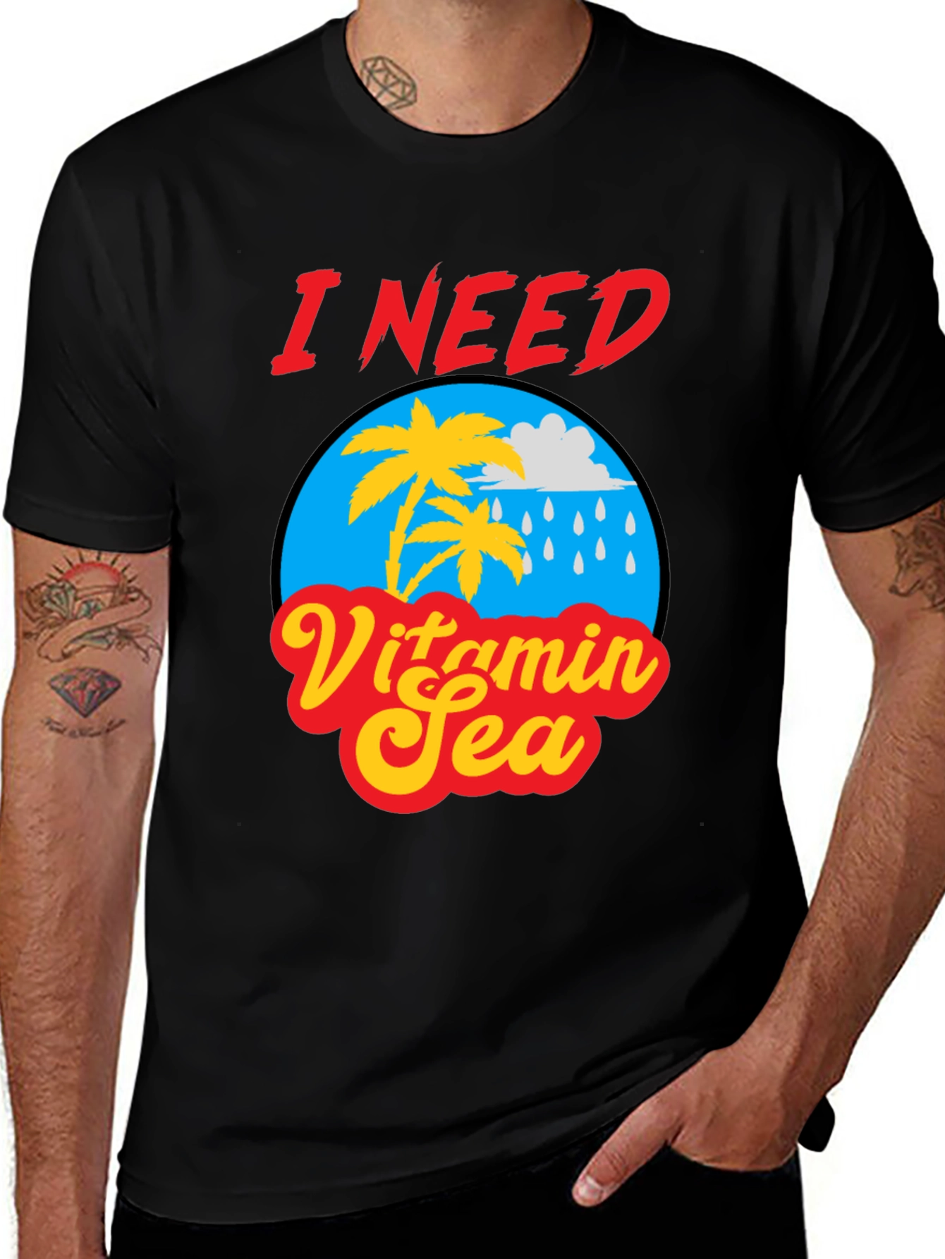 Variant 16 of I Need Vitamin Sea Black Graphic T-Shirt