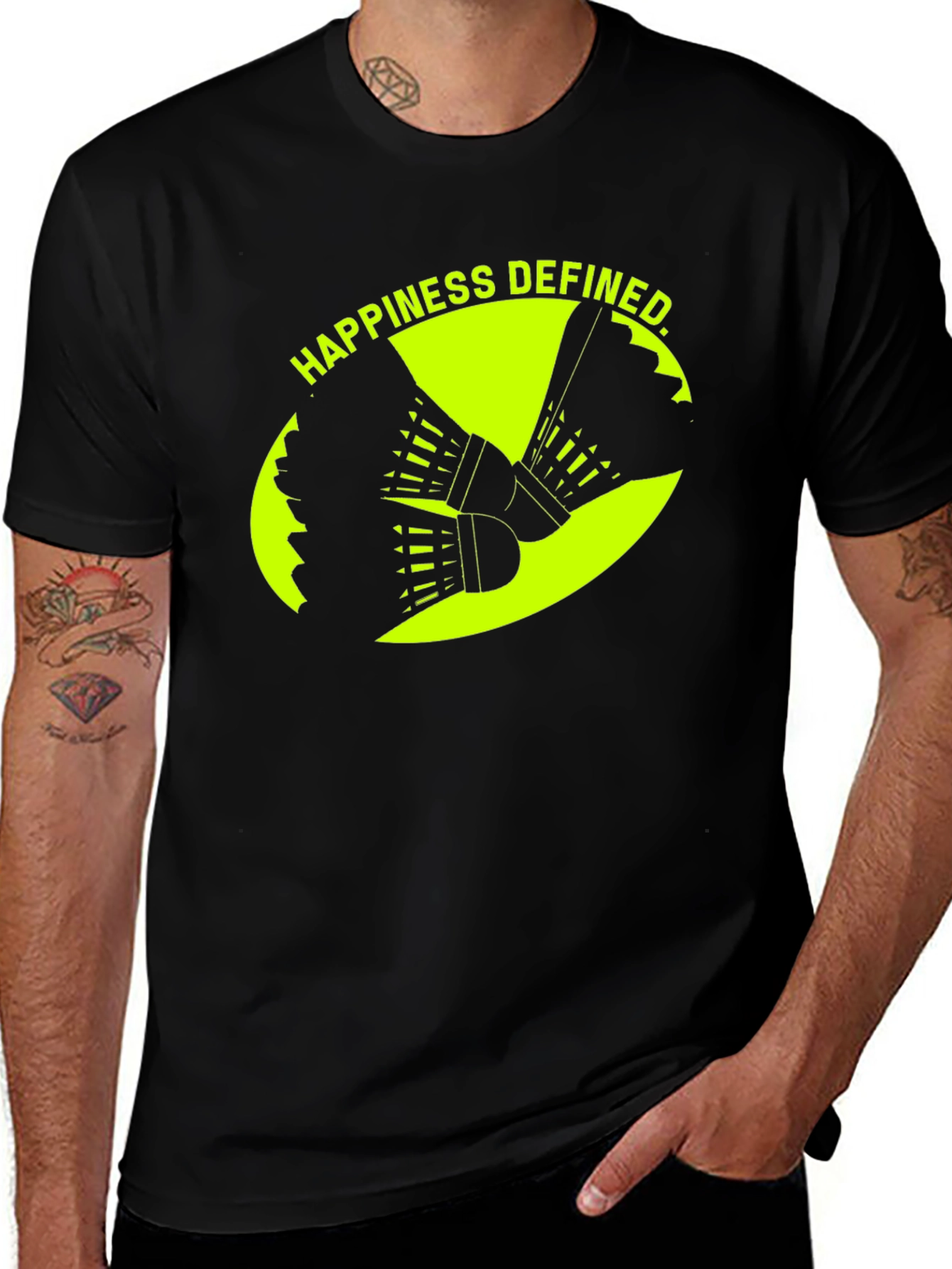 Variant 14 of Happiness Defined Badminton Shuttlecock T-Shirt
