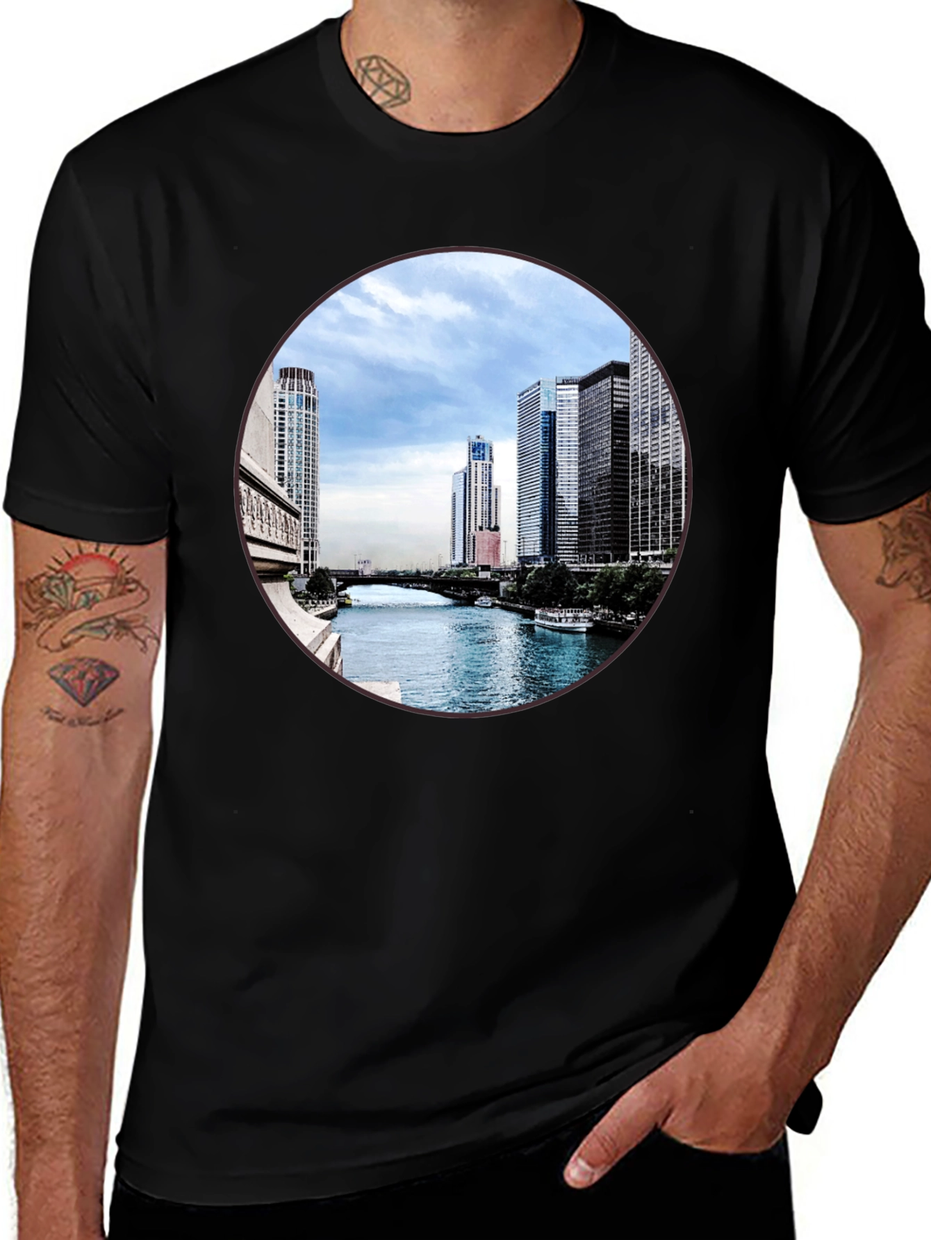 Chicago River T-Shirt - Cityscape Graphic Tee