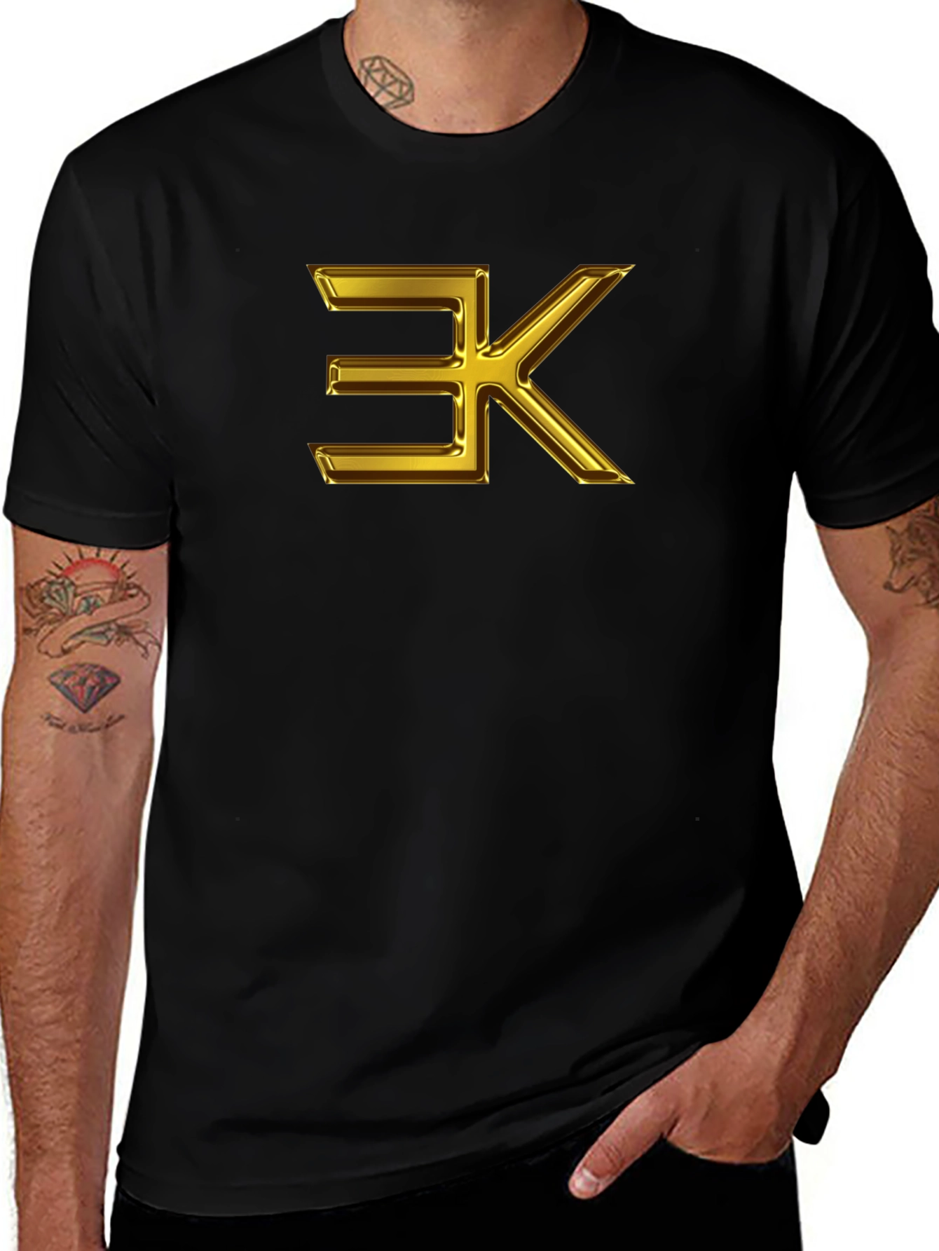Variant 14 of Men's Black Graphic Tee - 3K Gold Design