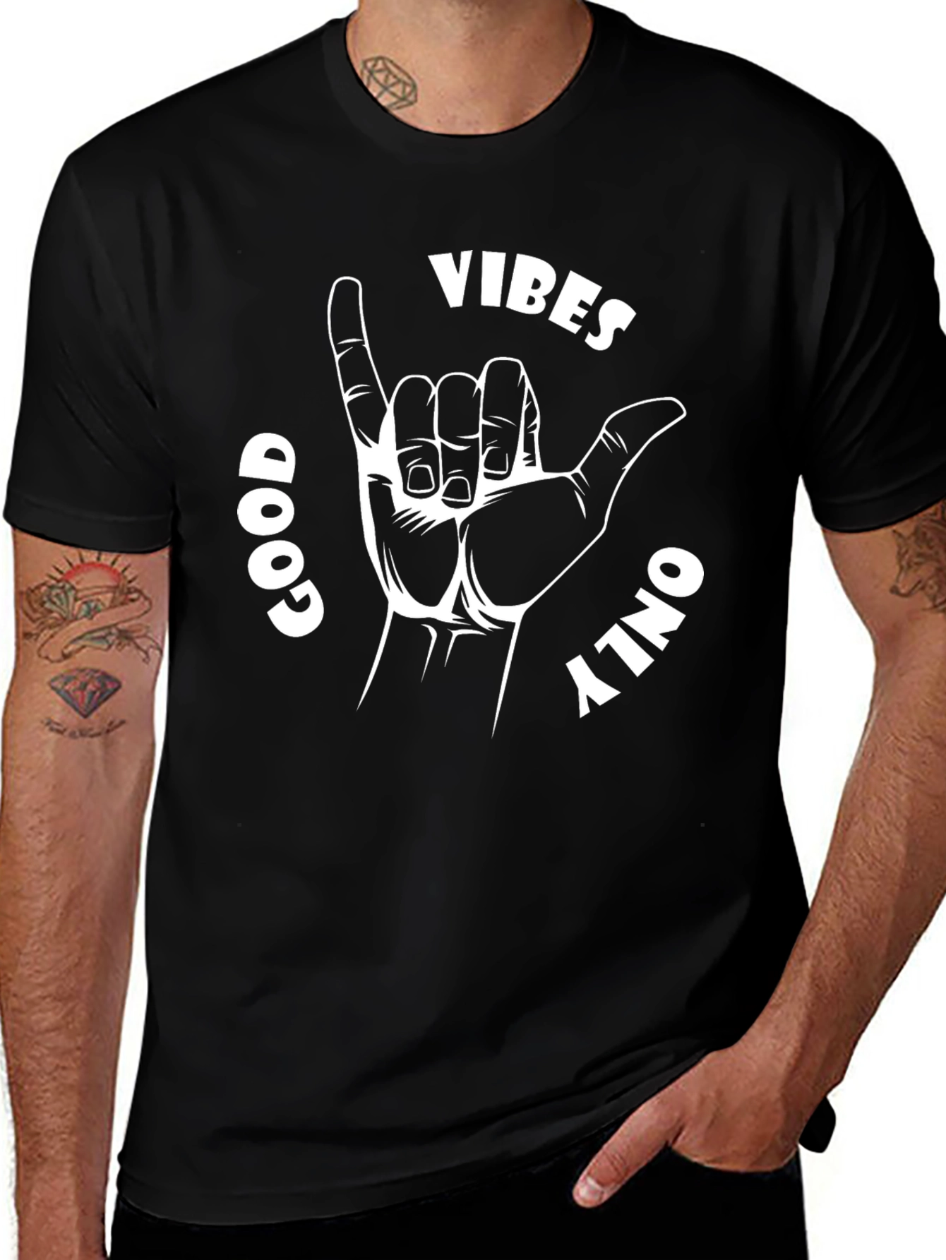 Variant 19 of Good Vibes Only Black Graphic Tee
