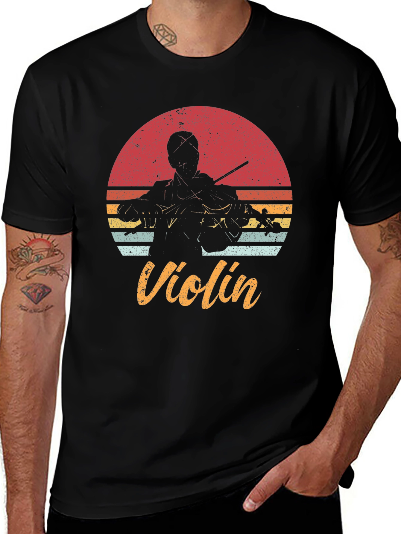 Variant 16 of Retro Violin T-Shirt - Musician's Sunset Tee