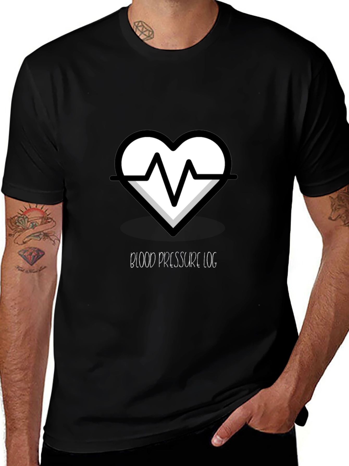Variant 18 of Heartbeat Blood Pressure Log Graphic T-Shirt