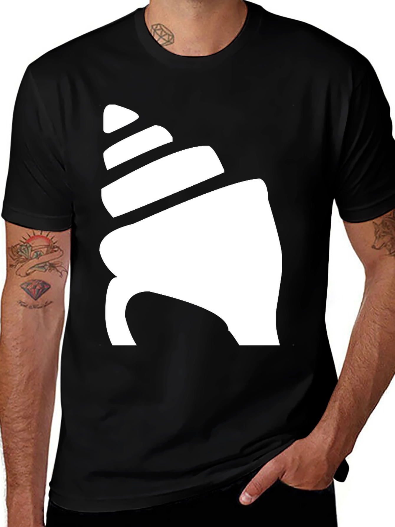 Variant 13 of Shell Graphic Black T-Shirt - Men's Casual Tee
