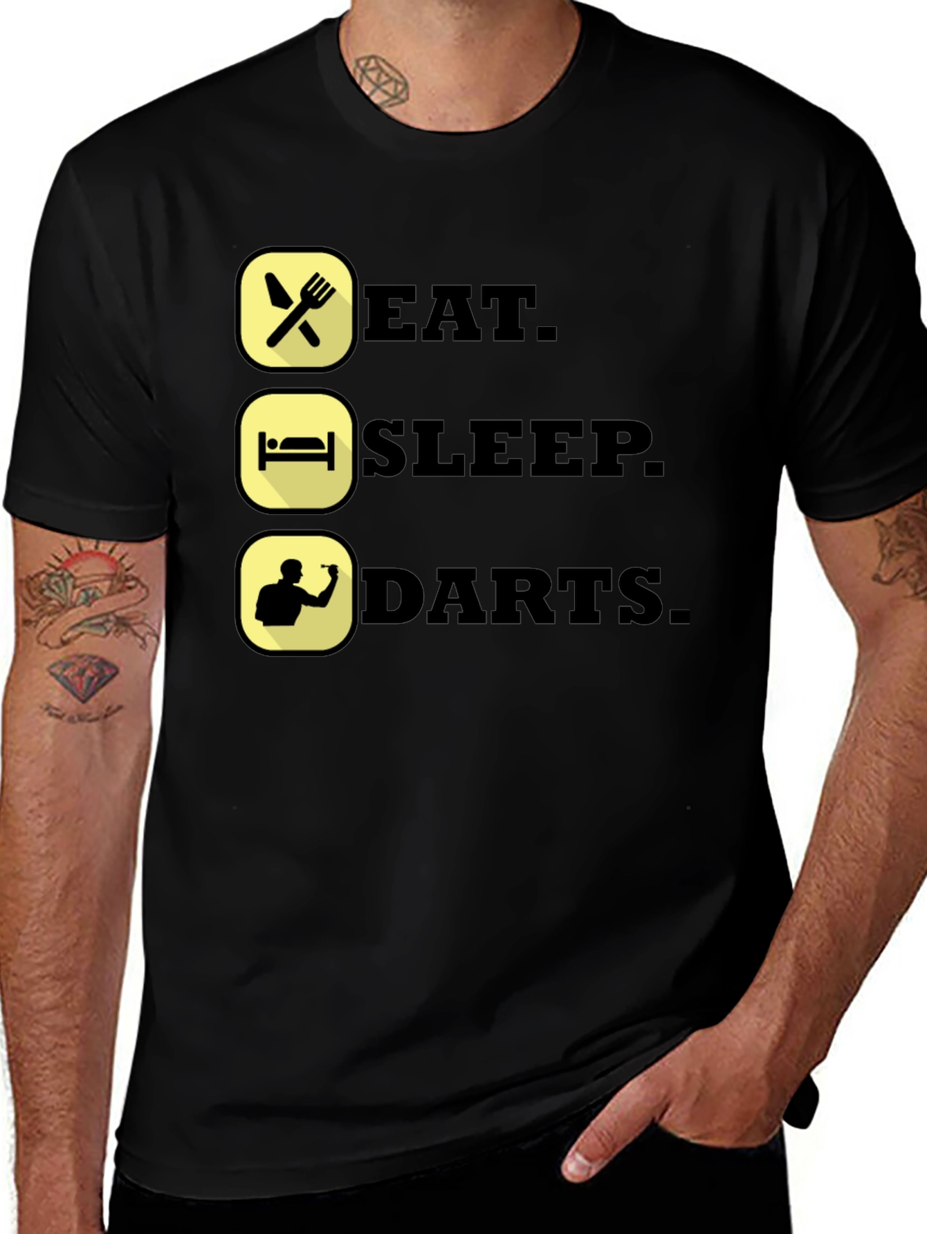 Black Eat Sleep Darts T-Shirt - Funny Dart Player Tee main image