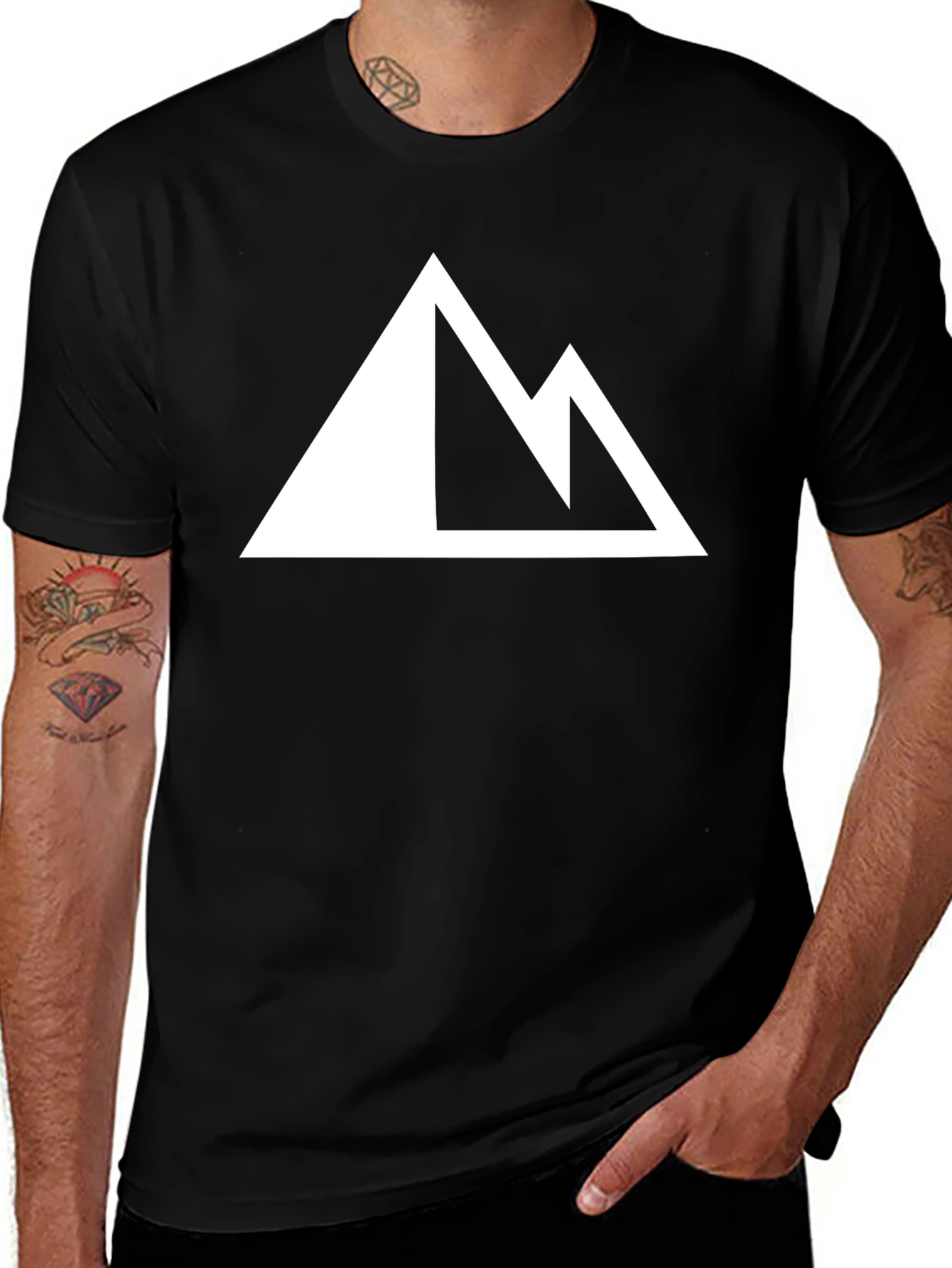 Variant 16 of Mountain Peak Graphic Tee - Casual Black T-Shirt