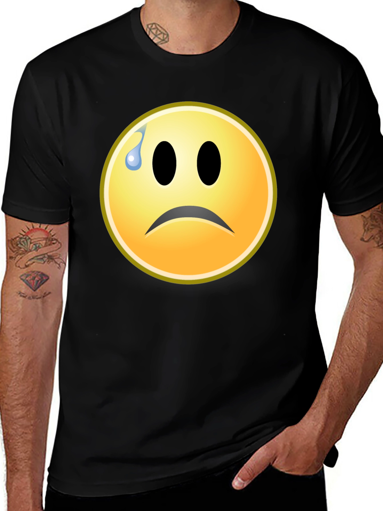 Variant 24 of Sad Emoji Graphic Tee - Black Unisex T-Shirt