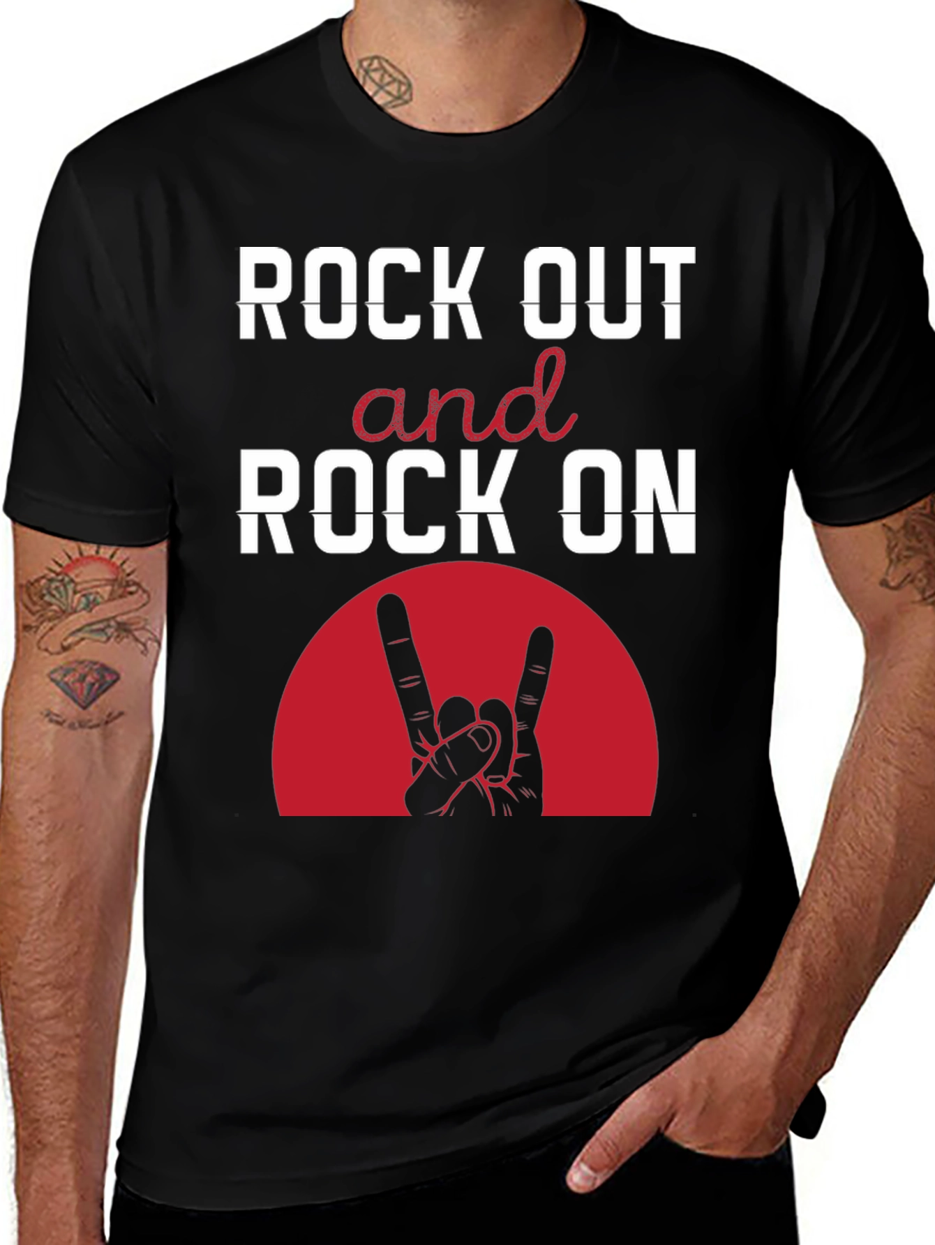 Variant 5 of Rock Out and Rock On T-Shirt - Music Fan Tee
