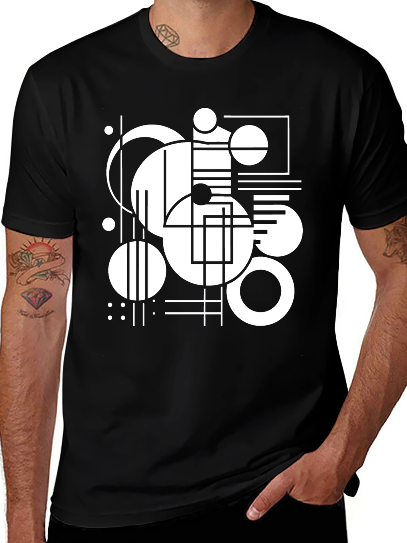 Variant 29 of Abstract Geometric Design Black T-Shirt