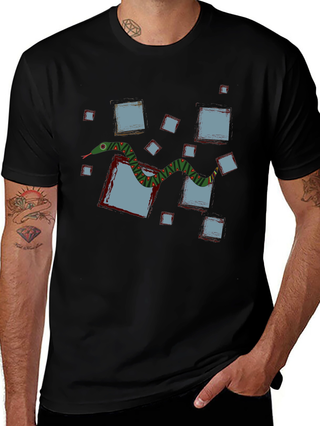 Variant 3 of Abstract Snake Graphic T-Shirt