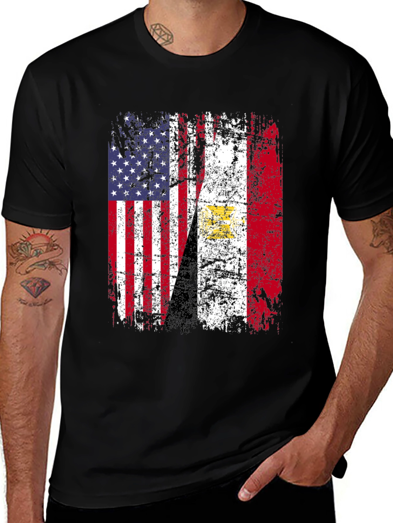 Distressed USA Egypt Flag T-Shirt