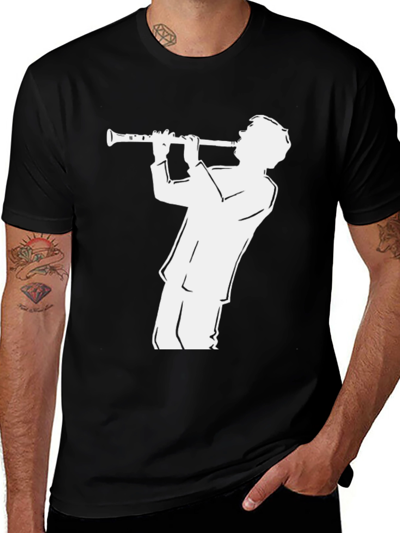 Variant 12 of Musician Silhouette Tee - Black Graphic T-Shirt