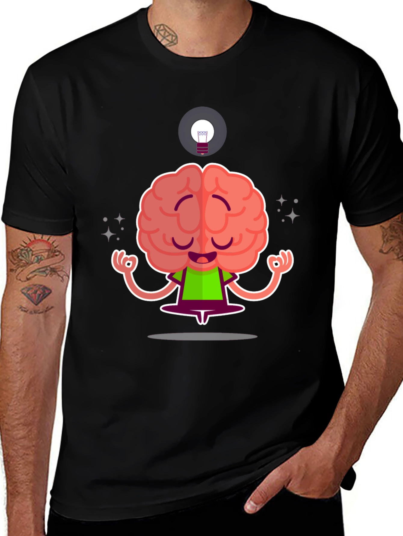 Variant 12 of Zen Brain Black T-Shirt - Meditating Mind