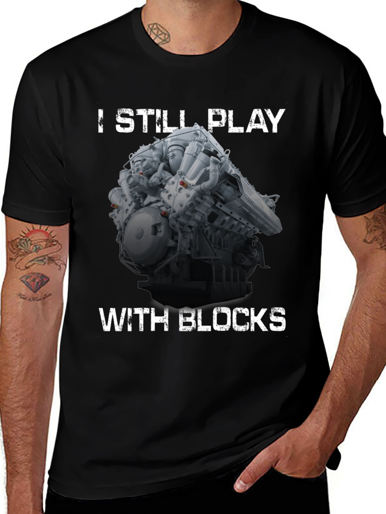 Variant 18 of I Still Play With Blocks - Engine T-Shirt