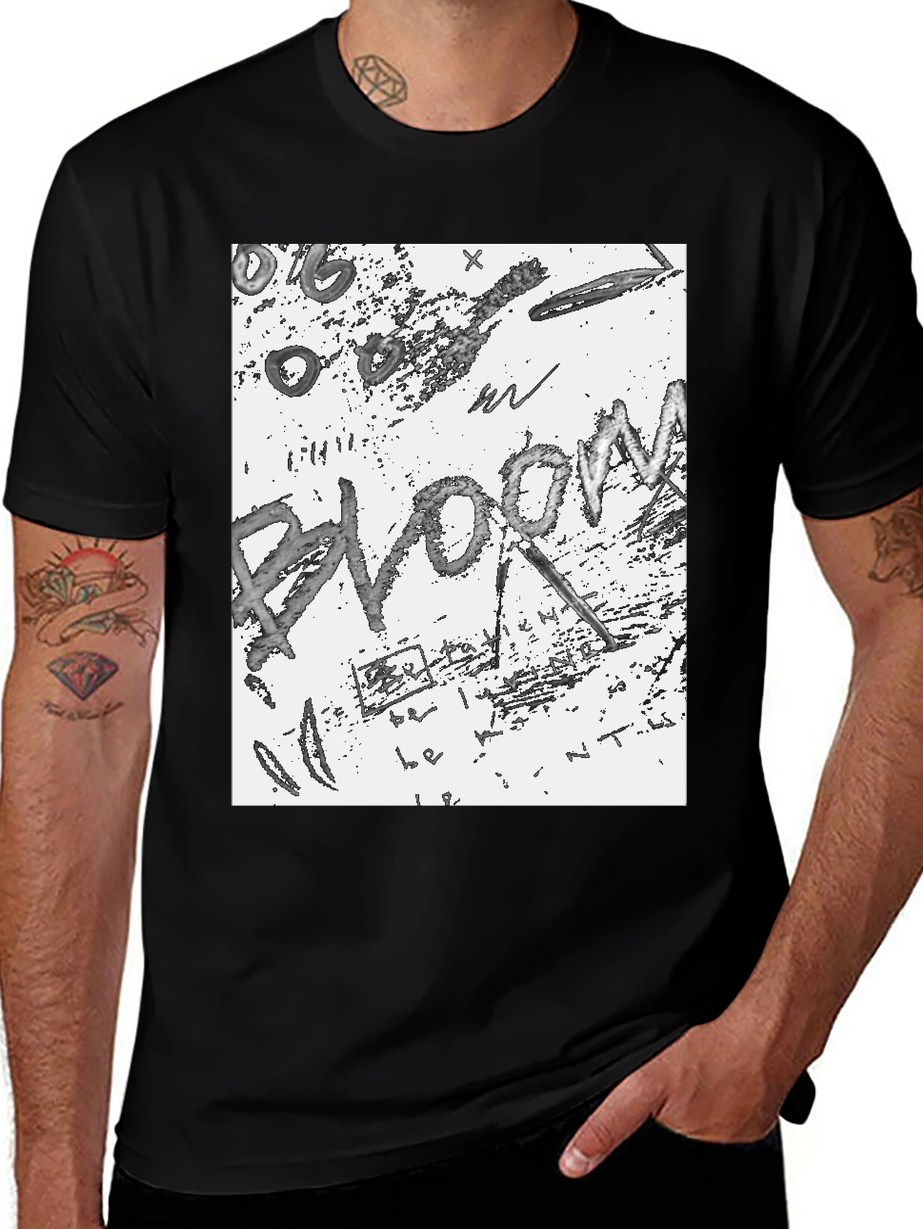 Variant 7 of Abstract Graphic Print Black T-Shirt