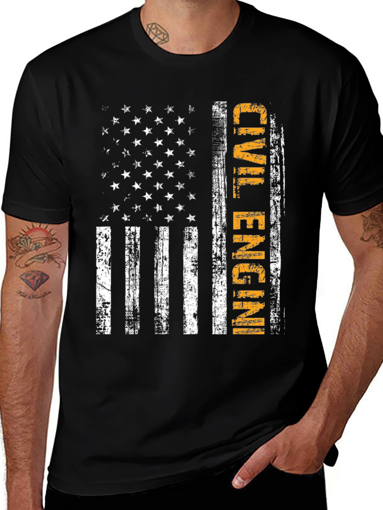 Civil Engineer USA Flag T-Shirt