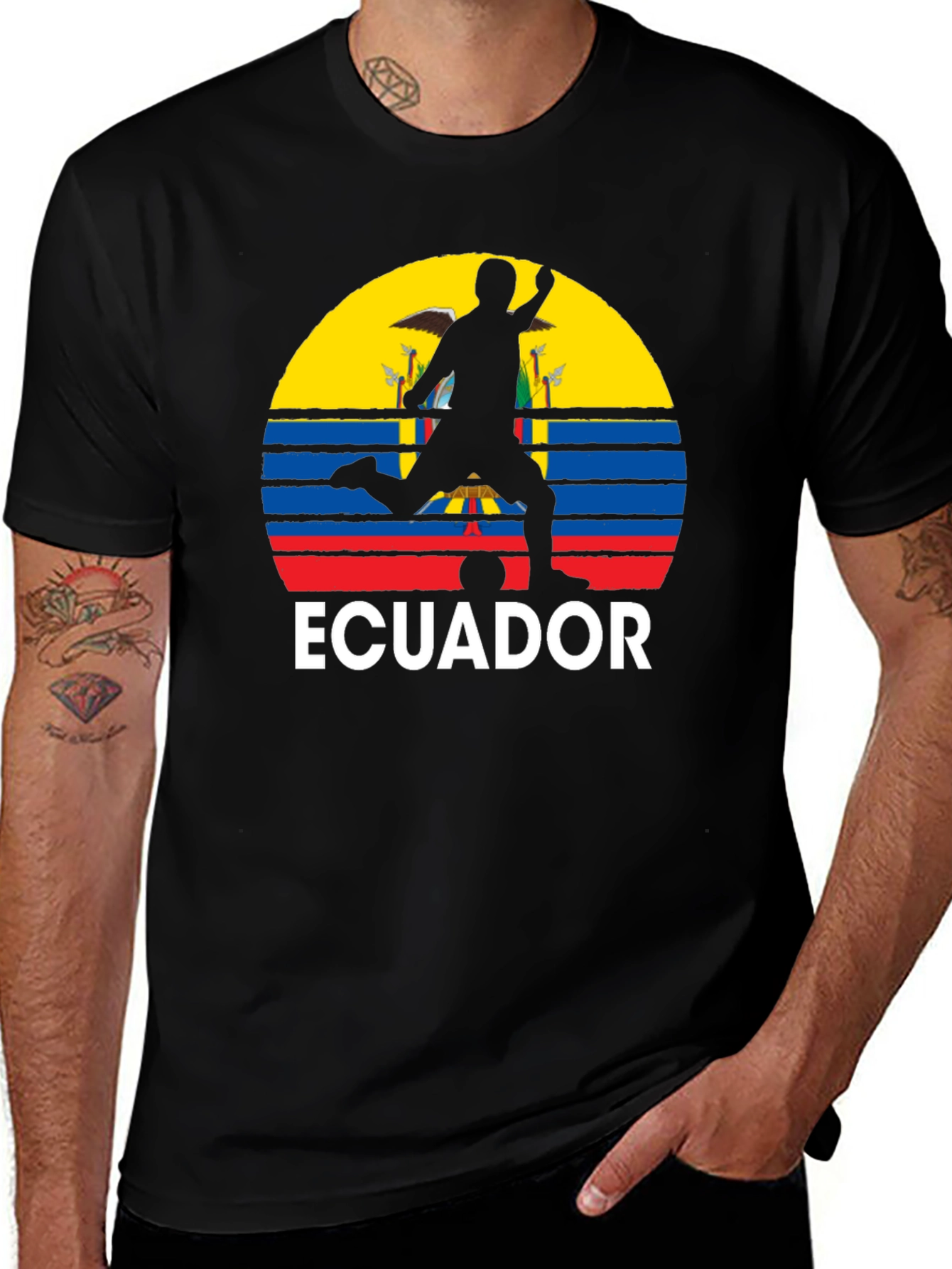 Variant 3 of Ecuador Soccer Silhouette Graphic T-Shirt
