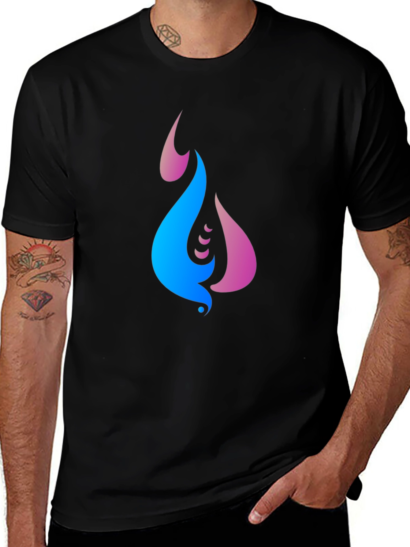 Variant 12 of Stylish Black T-Shirt with Abstract Graphic Print
