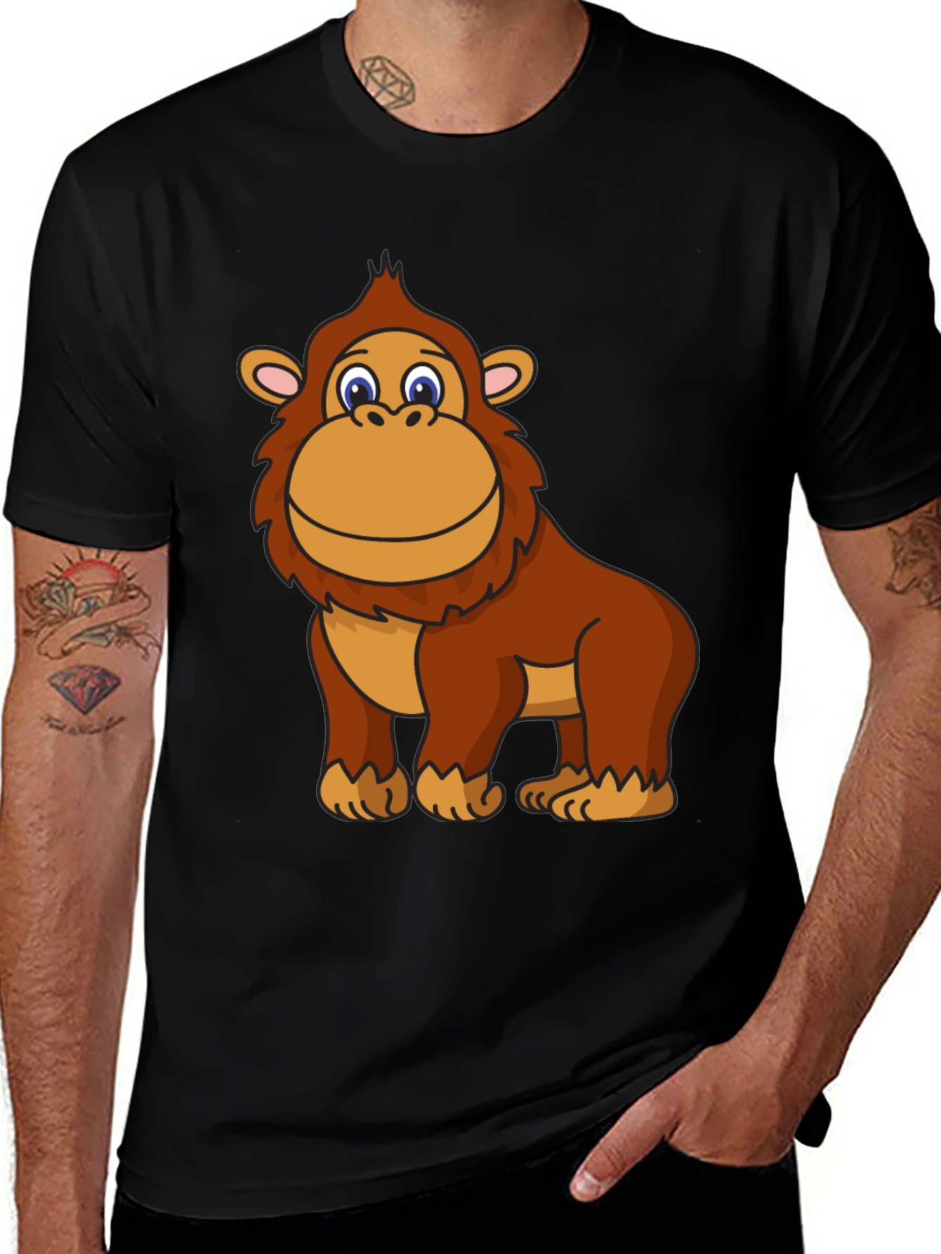 Variant 17 of Monkey Graphic Black T-Shirt
